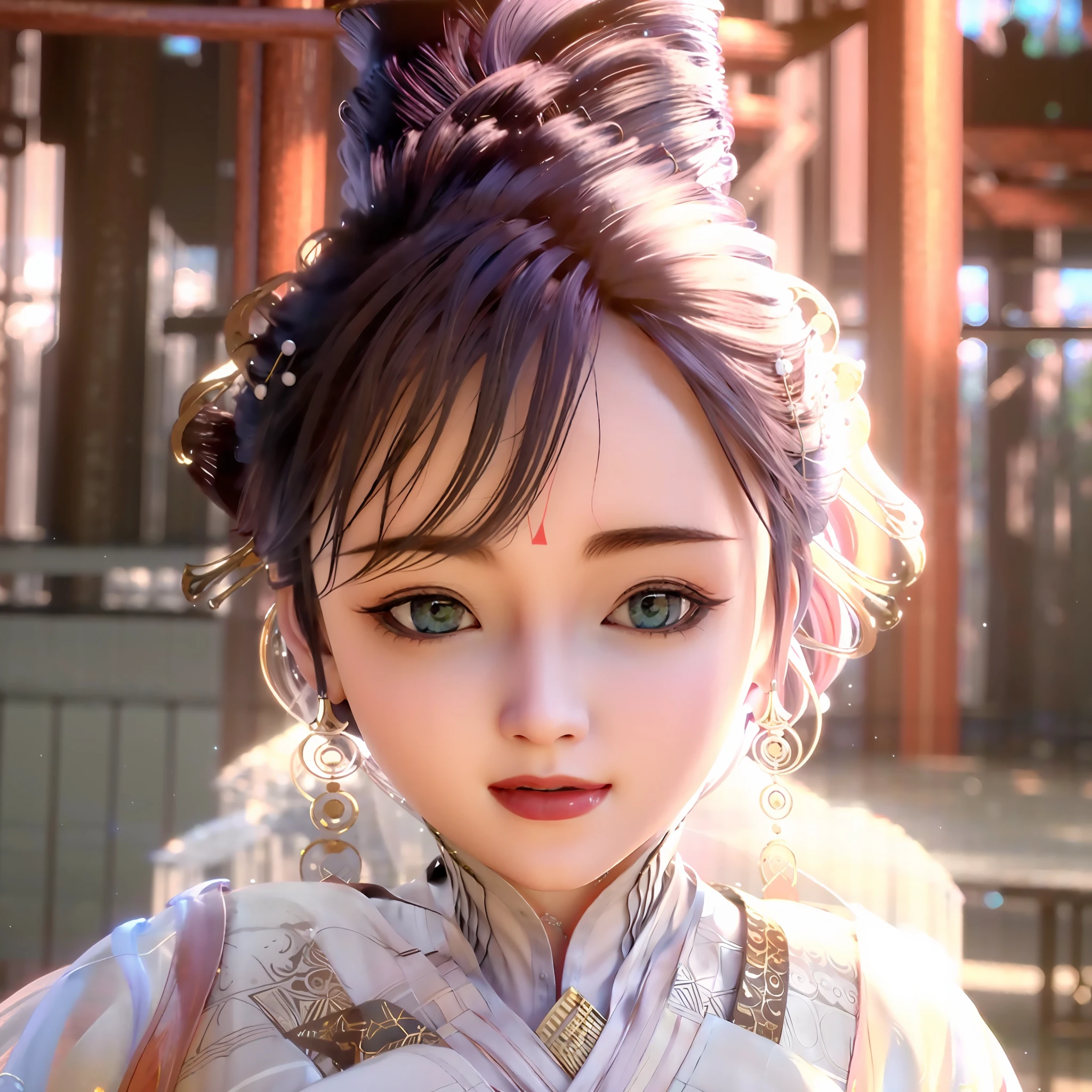 There is a young girl with a headdress on her head, cute digital painting, girl in Hanfu, popular on CGSTATION, cute detailed digital art, Guvez style artwork, beautiful digital artwork, cute digital art, beautiful character painting, cute character, Guvitz, thanks to Chiding, Ross Tran 8 K, beautiful digital illustration, royal palace