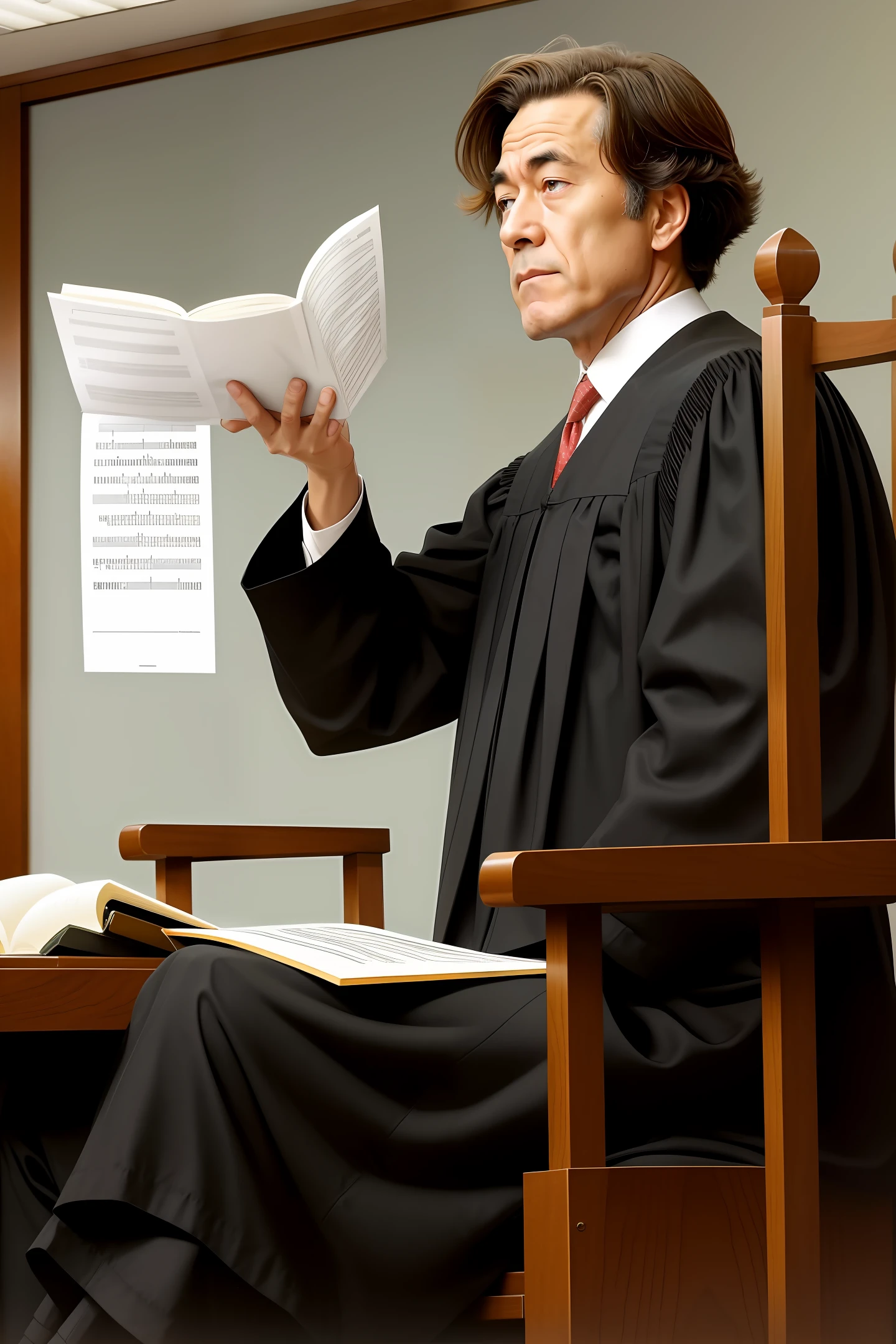 "Judge reading court case"
