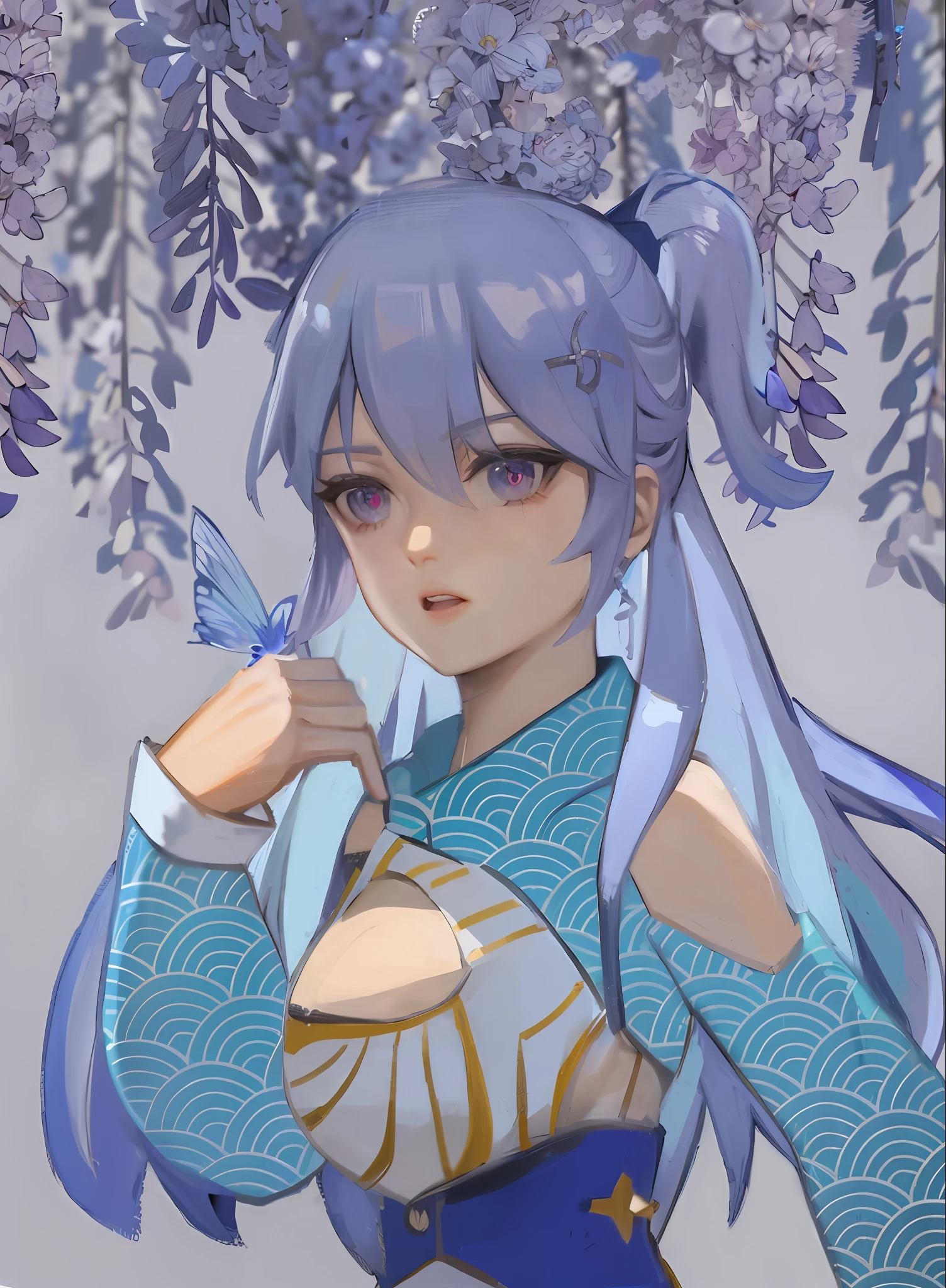 anime girl with blue hair and blue dress holding a white and blue flower, detailed fanart, anime moe artstyle, flat anime style shading, ayaka genshin impact, keqing from genshin impact, anime artstyle, by Kamagurka, made with anime painter studio, anime stylized, clean detailed anime art, stylized anime, fanart, digital anime illustration