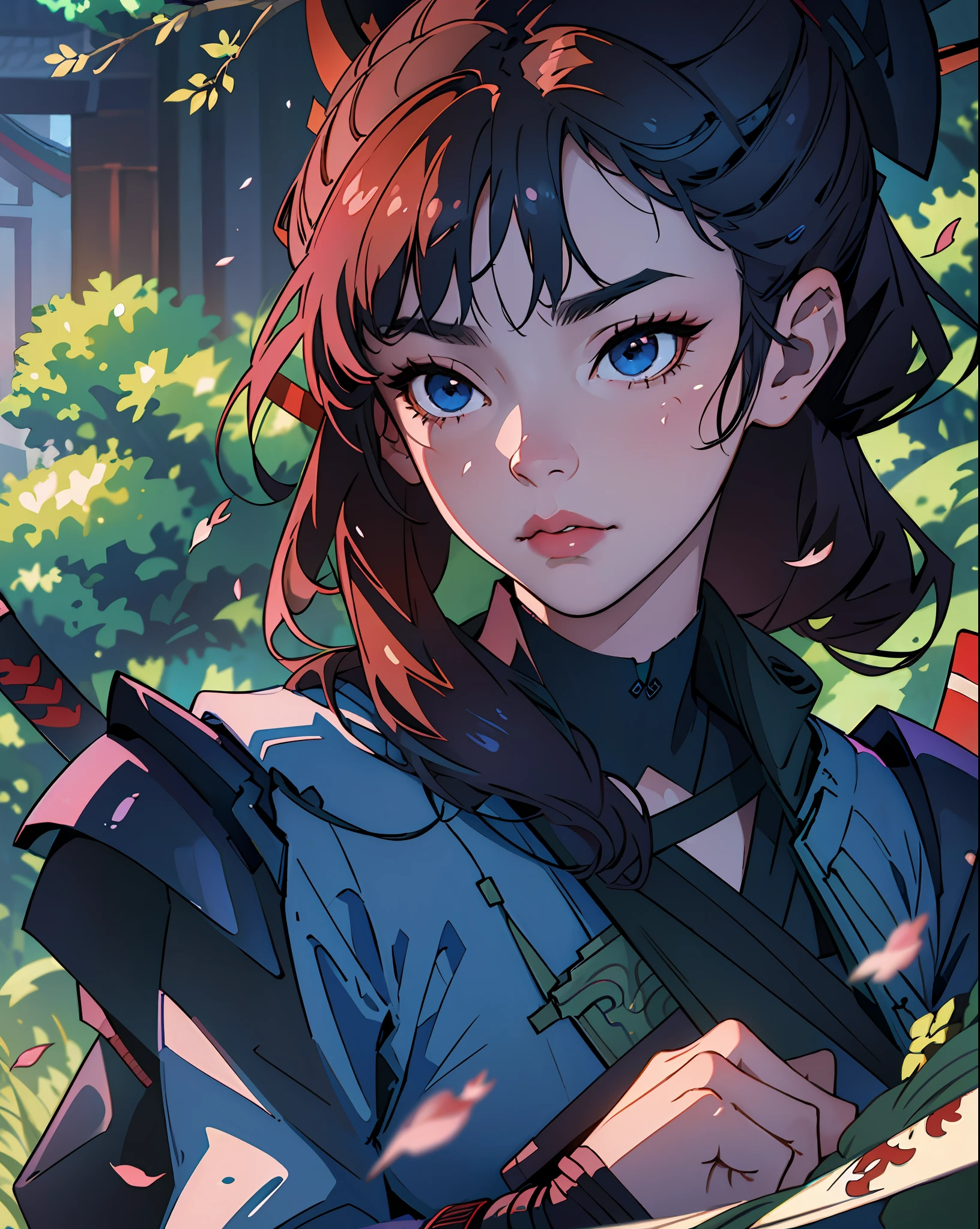 (SFW), gorgeous, (masterpiece:1.2), (best quality:1.2), perfect eyes, perfect face, perfect lighting, ((1man)), cyberpunk ronin, (samurai, ((ronin)), armored), solo, outdoor, forest, morning, cherry blossoms, (cherry leaves falling), windy, dynamic pose, wide-angle, artgerm and ruan jia, soft cinematic light, adobe lightroom, photo lab, hdr, intricate, highly detailed, (depth of field: 1.4), (natural skin texture, hyperrealism, soft, crisp light: 1.2), (dark shot: 1.22), (intricate), (artstation: 1.2), hyperdetailed, dramatic and complex details, (technicolor: 0.9 )
