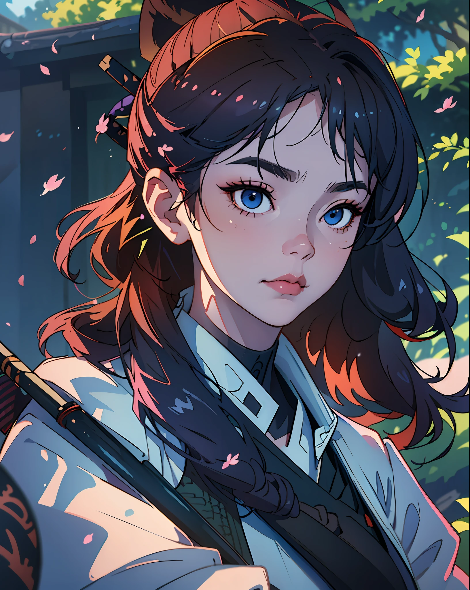 (SFW), gorgeous, (masterpiece:1.2), (best quality:1.2), perfect eyes, perfect face, perfect lighting, ((1man)), cyberpunk ronin, (samurai, ((ronin)), armored), solo, outdoor, forest, morning, cherry blossoms, (cherry leaves falling), windy, dynamic pose, wide-angle, artgerm and ruan jia, soft cinematic light, adobe lightroom, photo lab, hdr, intricate, highly detailed, (depth of field:  1.4), (natural skin texture, hyperrealism, soft, crisp light: 1.2), (dark shot: 1.22), (intricate), (artstation: 1.2), hyperdetailed, dramatic and complex details, (technicolor: 0.9 )