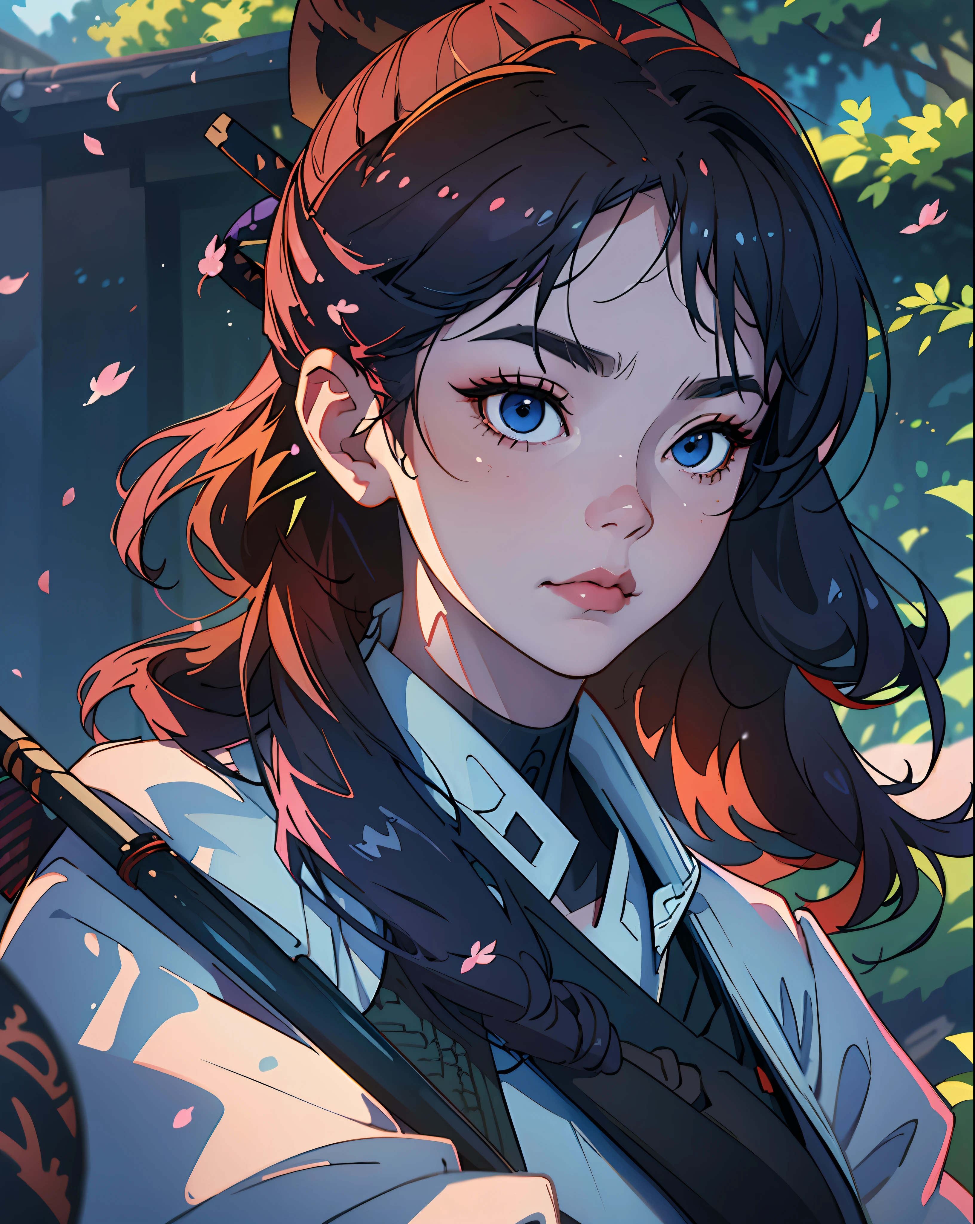 (SFW), gorgeous, (masterpiece:1.2), (best quality:1.2), perfect eyes, perfect face, perfect lighting, ((1man)), cyberpunk ronin, (samurai, ((ronin)), armored), solo, outdoor, forest, morning, cherry blossoms, (cherry leaves falling), windy, dynamic pose, wide-angle, artgerm and ruan jia, soft cinematic light, adobe lightroom, photo lab, hdr, intricate, highly detailed, (depth of field: 1.4), (natural skin texture, hyperrealism, soft, crisp light: 1.2), (dark shot: 1.22), (intricate), (artstation: 1.2), hyperdetailed, dramatic and complex details, (technicolor: 0.9 )