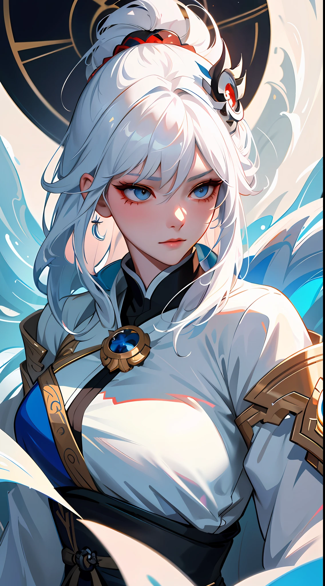 a close up of a woman with white hair and a white mask, beautiful character painting, guweiz, artwork in the style of guweiz, white haired deity, by Yang J, epic exquisite character art, stunning character art, by Fan Qi, by Wuzhun Shifan, guweiz on pixiv artstation, masterpiece,best quality,official art,extremely detailed CG unity 8k wallpaper,.