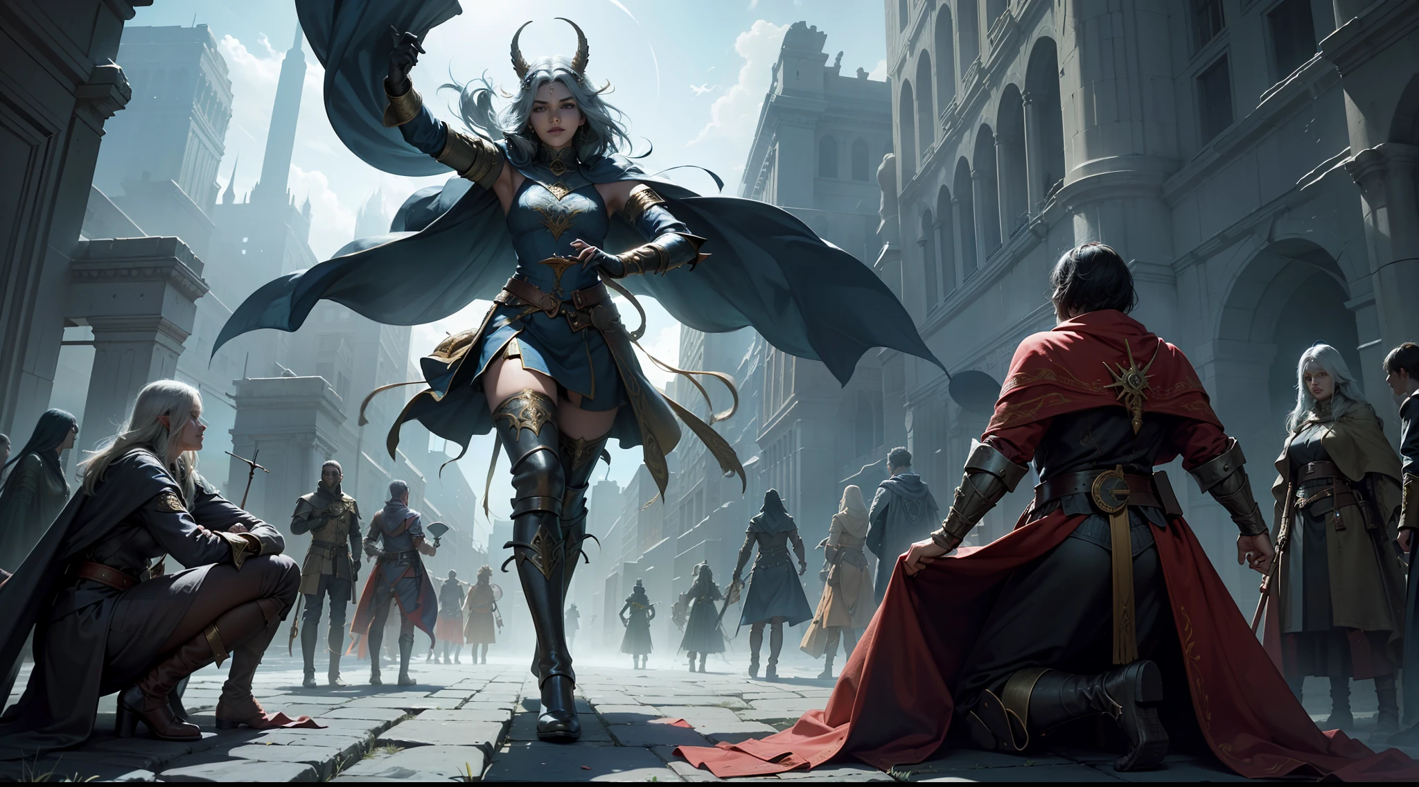 ((Best quality)), ((masterpiece)), (highly detailed:1.3)3D,tanjoreai , Amidst a realm of enchantment and mythical wonders, tales of (heroes:1.1) and (heroines:1.2) unfold. In this realm, ancient prophecies foretell the rise of a chosen champion destined to confront a malevolent force threatening to plunge the world into eternal darkness. The path to victory lies scattered across exotic and otherworldly landscapes, from mist-shrouded forests to towering crystalline peaks and (ethereal floating islands:1.1).Harnessing the arcane arts, (mighty wizards:1.1) conjure spells that weave intricate patterns of magic, while (elven archers:1.1) unleash arrows infused with ancient power. (Dwarven smiths craft legendary weapons:1.1) imbued with the essence of mythical creatures, capable of vanquishing even the most formidable foes.The heroes embark on a perilous quest, guided by ancient scrolls and cryptic riddles. Along their journey, they encounter wise mystics, shape-shifting creatures, and (mysterious sorceresses:1.1) who possess forbidden knowledge.As the heroes traverse the realms, ancient ruins and forgotten temples reveal long-lost secrets and powerful artifacts. The clash of steel and the crackling of (magical energies:1.1) echo through ancient battlegrounds, as the destiny of the world hangs in the balance. The heroes must summon unwavering courage, unwavering unity, and unlock their true potential to overcome seemingly insurmountable odds and fulfill their heroic destinies.In this realm of high fantasy, where the realms of magic and technology intertwine, where legends are born and (epic:1.2) sagas unfold, where heroes rise and villains fall, embark on a grand adventure that will captivate the imagination and transport you to a world where anything is possible,HDR (High Dynamic Range),Ray Tracing,NVIDIA RTX,Super-Resolution,Unreal 5,Subsurface scattering,PBR Texturing,Post-processing,Anisotropic Filtering,Depth-of-field,Maximum clarity and sharpness,Multi-layered textu