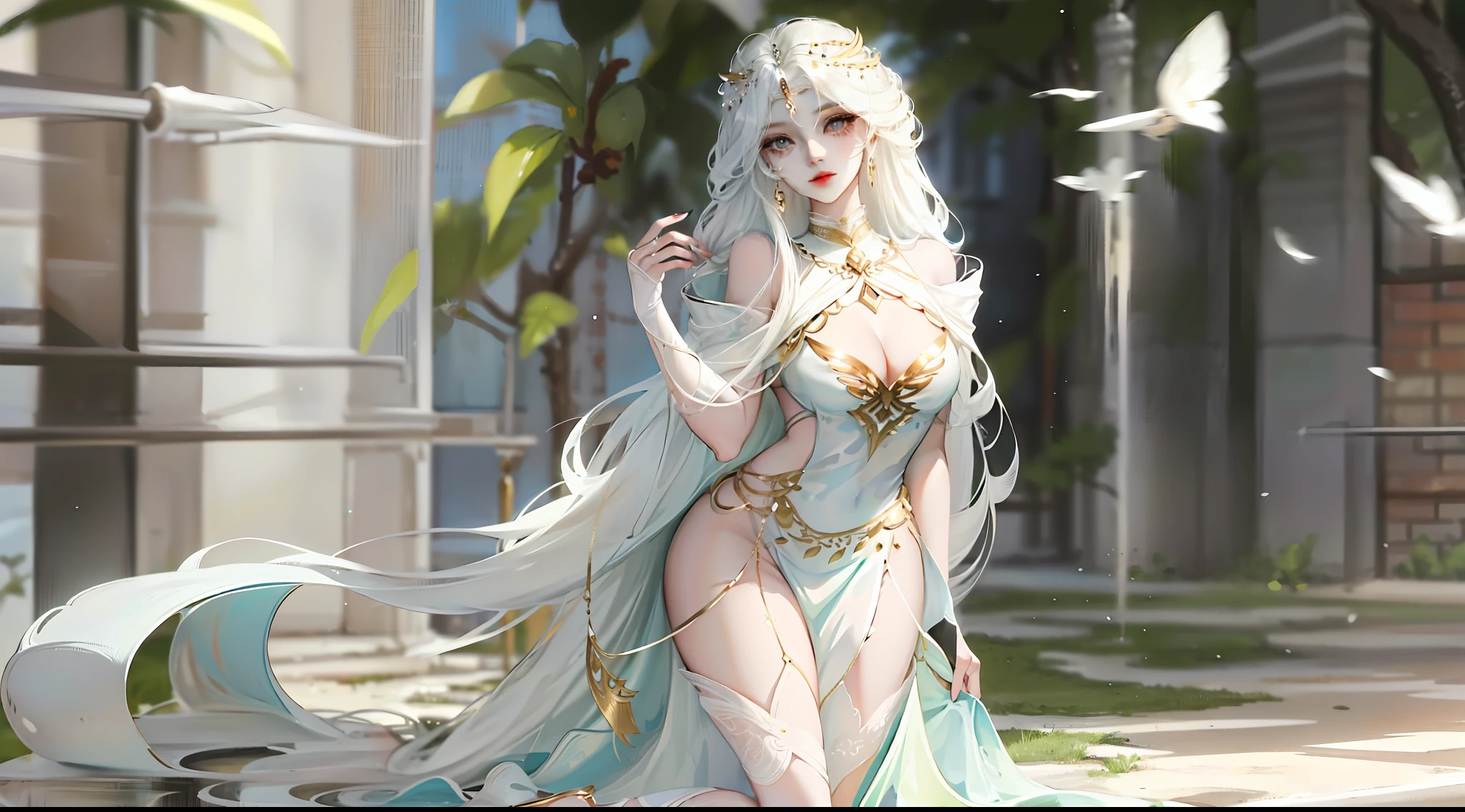 A very beautiful and moving woman. Her appearance is like white jade, her complexion is fair, her big bright and godly eyes have distinct features, and her face lines are smooth. Her hair was draped over her shoulders, black and shiny, and she looked very neat and soft. Her figure is slender and well-proportioned, curvy, graceful, exuding a charming atmosphere, full body, masterpiece, best quality, high detail, high quality, 8k