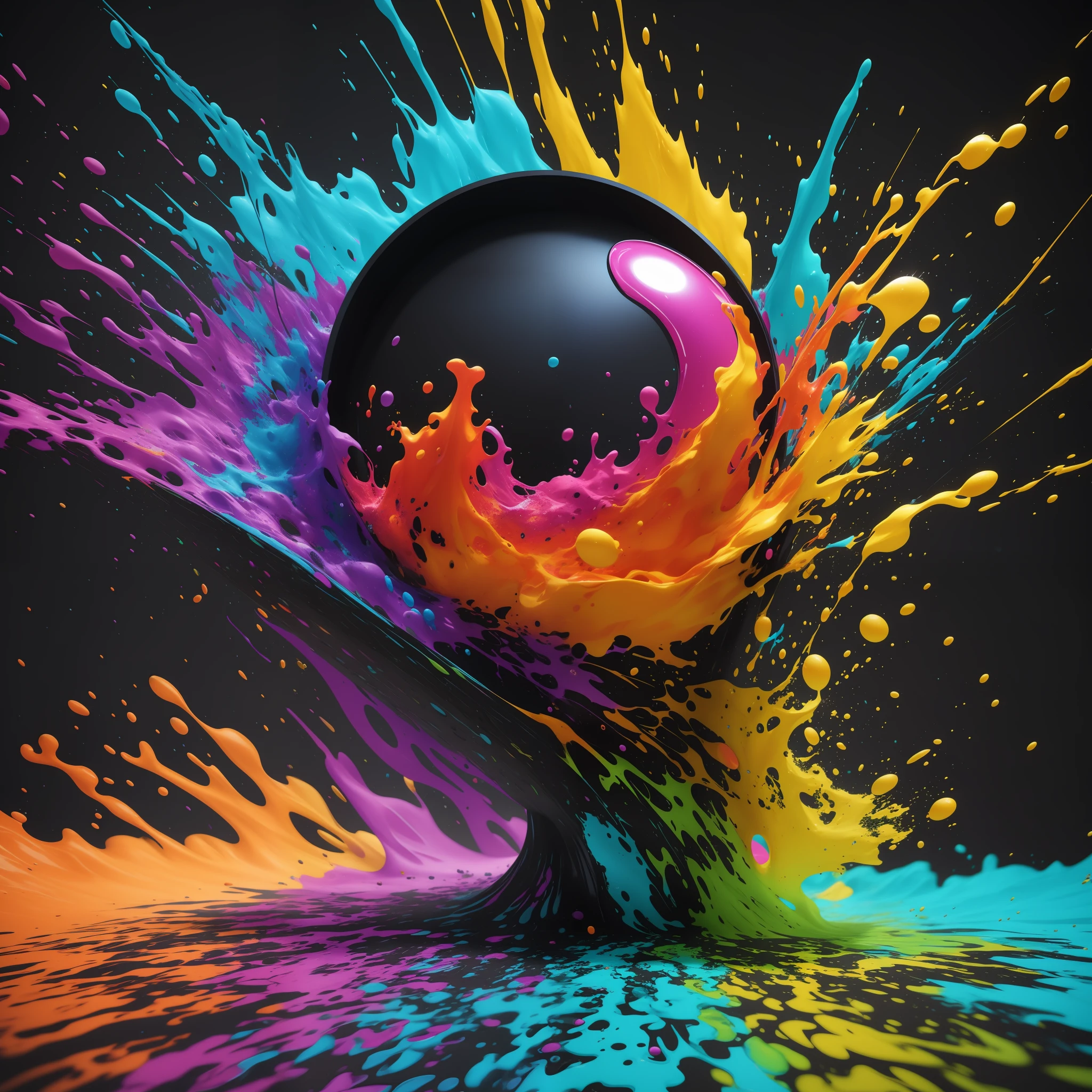 Gorgeous splatter colorful liquid splash with a black background, digital art by Anton Graff, behance contest winner, generative art, colorful octane render, cinema 4d colorful render, color ink explosion, colorful vivid octane render, digital painting. octane render, rendered in octane, cinema 4 d art, digital artwork 4 k, rendered in octane 3d