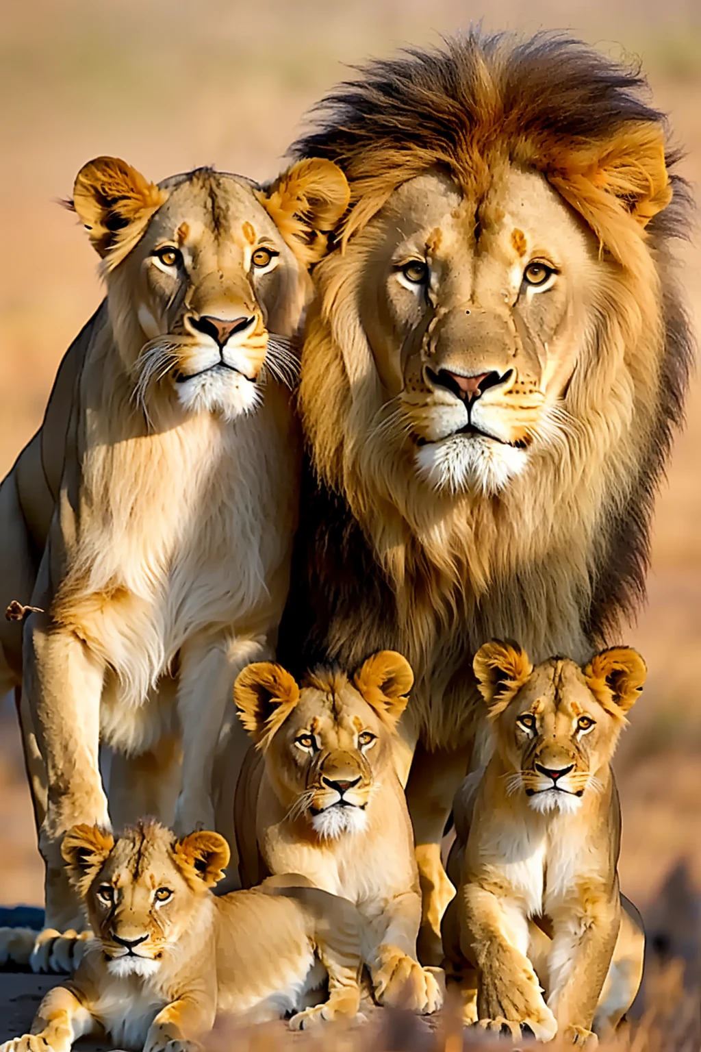 there are a lot of lions that are standing together, lions, family portrait, lion, proud looking, mane, simba, animals wildlife, family photo, lioness, trending ，, majesty, cub, lion icon, strong and ferocious, photo of a beautiful, by Linda Sutton, proud look, by Robert Childress, by László Balogh