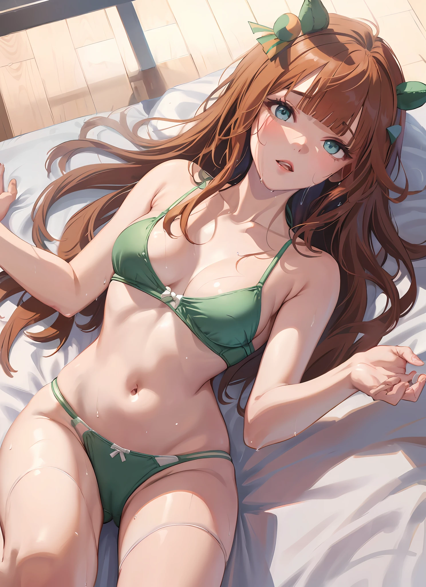 Masterpiece, highest quality, silence Suzuka \ (Uma musume), brown hair, long hair, small breasts, ((((Perfect limbs)))), only one girl, underwear, all fours, horse girl, brown hair, thighs, underbust, (best quality, 8k, masterpiece, NSFW)), perfectly cute girl, delicate and smooth skin, realistic skin, perfect and beautiful face, perfect and cute face, (subjective perspective, view from above), Large, (light black underwear, wet, beautiful nipple slip), ((transparent white micro bikini, string micro bikini, areola protruding from the bra,)), gap between chest and underwear, shiny skin, beautiful waist constriction, masterpiece, highest quality, high resolution, solo, night bed, sliding underwear, lying down, from above, begging for a hug with open arms, greeting with a smile, bed, transparent underwear of disheveled flowers, rough breath, Sexual Performance Hospitality, Single Girl, Unhooked Underwear, Breasts, Cleavage, , Lips, Long Hair, Open Mouth, photot_, pink_brassiere, Sleeping, Wet Underwear, (Masterpiece), Super Detail, (High Detail Skin), (Best Quality: 1.0), (Best Quality: 1.0), (Best Quality, Masterpiece), (Spread Legs)))), (( Dynamic Pose)), ((Hide the crotch with hands)), Best Quality, Masterpiece, Ultra HD, (Girl yawning in bed), (The back of the thigh is visible))), ((POV: 1.7))), slender hips, round breasts, obviously, ((((NSFW)), heavy breathing, Problem eyebrows, Upturned eyebrows, ((begging for hugs)))), black transparent panties, ( No bra)))), masterpiece, top quality, high resolution, indoors, white shirt, red ribbon, undressing, bra, panties, lying down, from above, arms outstretched, anger, bedridden, disheveled clothes, rough mouth, sexual manifestations, masterpiece, best quality, high resolution, indoors, see-through, slippery bra, side tie T-back, string underwear, from above, stretch arms, anger, sleeping, disheveled underwear, rough breath, Sexual expression, Full body, (((ripped panties, ripped underwear)))), masterpiece, top quality,