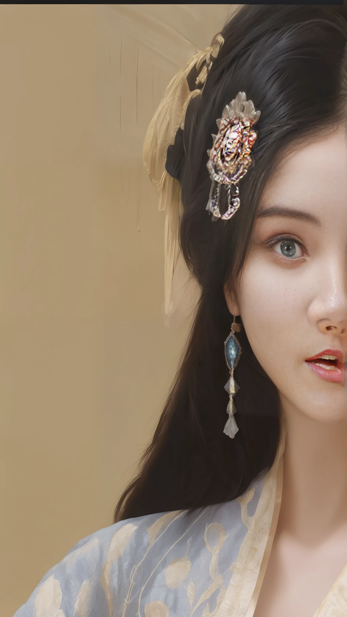 arafed woman with long black hair wearing a blue and gold dress, palace ， a girl in hanfu, ancient chinese princess, beautiful render of tang dynasty, a beautiful fantasy empress, ancient chinese beauties, ancient asian dynasty princess, chinese princess, ((a beautiful fantasy empress)), realistic. cheng yi, wearing ancient chinese clothes, inspired by Qiu Ying