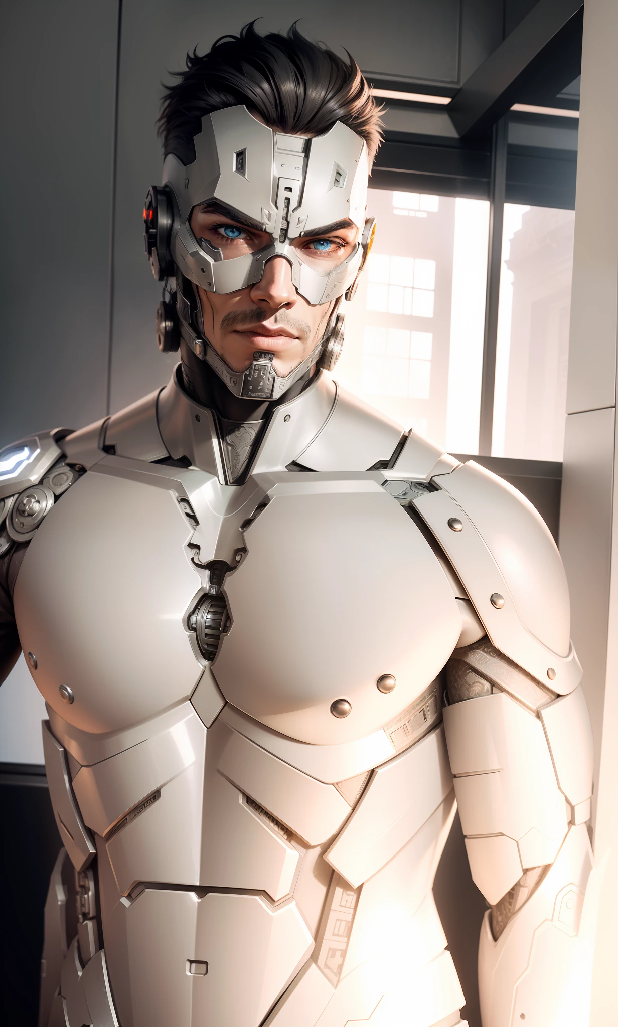 A Man Made of Matte Metal, (Cyborg:1.1), (Intricate Details), HDR, (Intricate, Hyper-Detailed Details:1.2), Cinematic Photo, Vignette