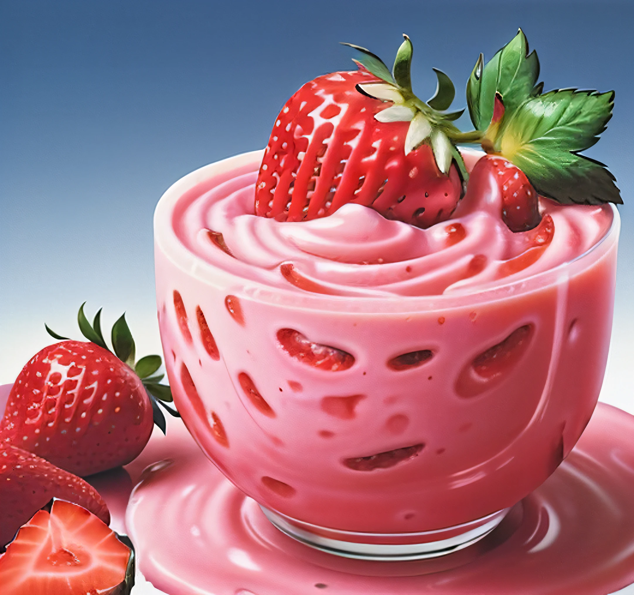 airbrush surrealism thick and creamy strawberry yogurt, highly detailed