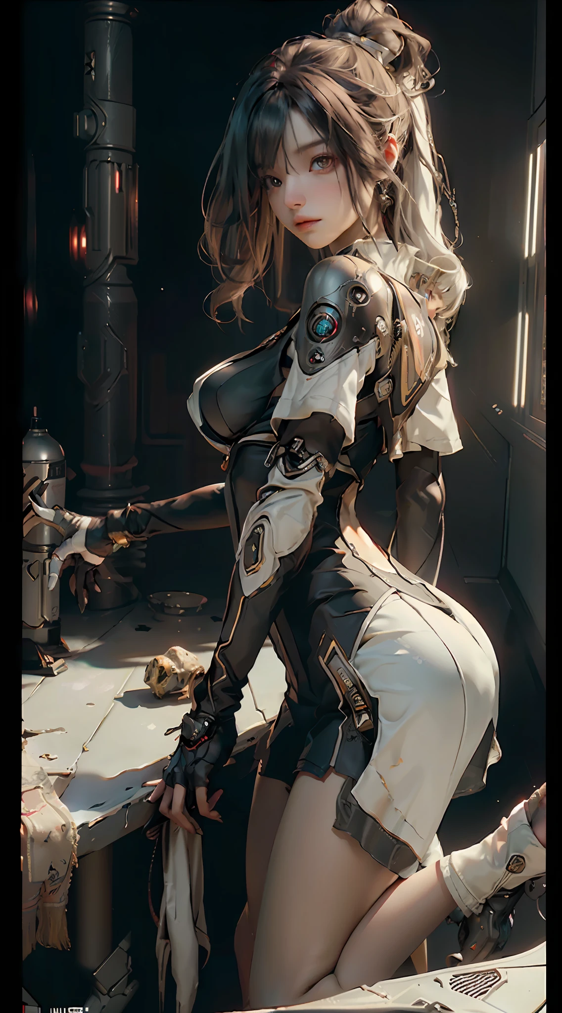 ((Best quality)), ((masterpiece)), (detailed:1.4), 3D, an image of a beautiful cyberpunk female,HDR (High Dynamic Range),Ray Tracing,NVIDIA RTX,Super-Resolution,Unreal 5,Subsurface scattering,PBR Texturing,Post-processing,Anisotropic Filtering,Depth-of-field,Maximum clarity and sharpness,Multi-layered textures,Albedo and Specular maps,Surface shading,Accurate simulation of light-material interaction,Perfect proportions,Octane Render,Two-tone lighting,Wide aperture,Low ISO,White balance,Rule of thirds,8K RAW,