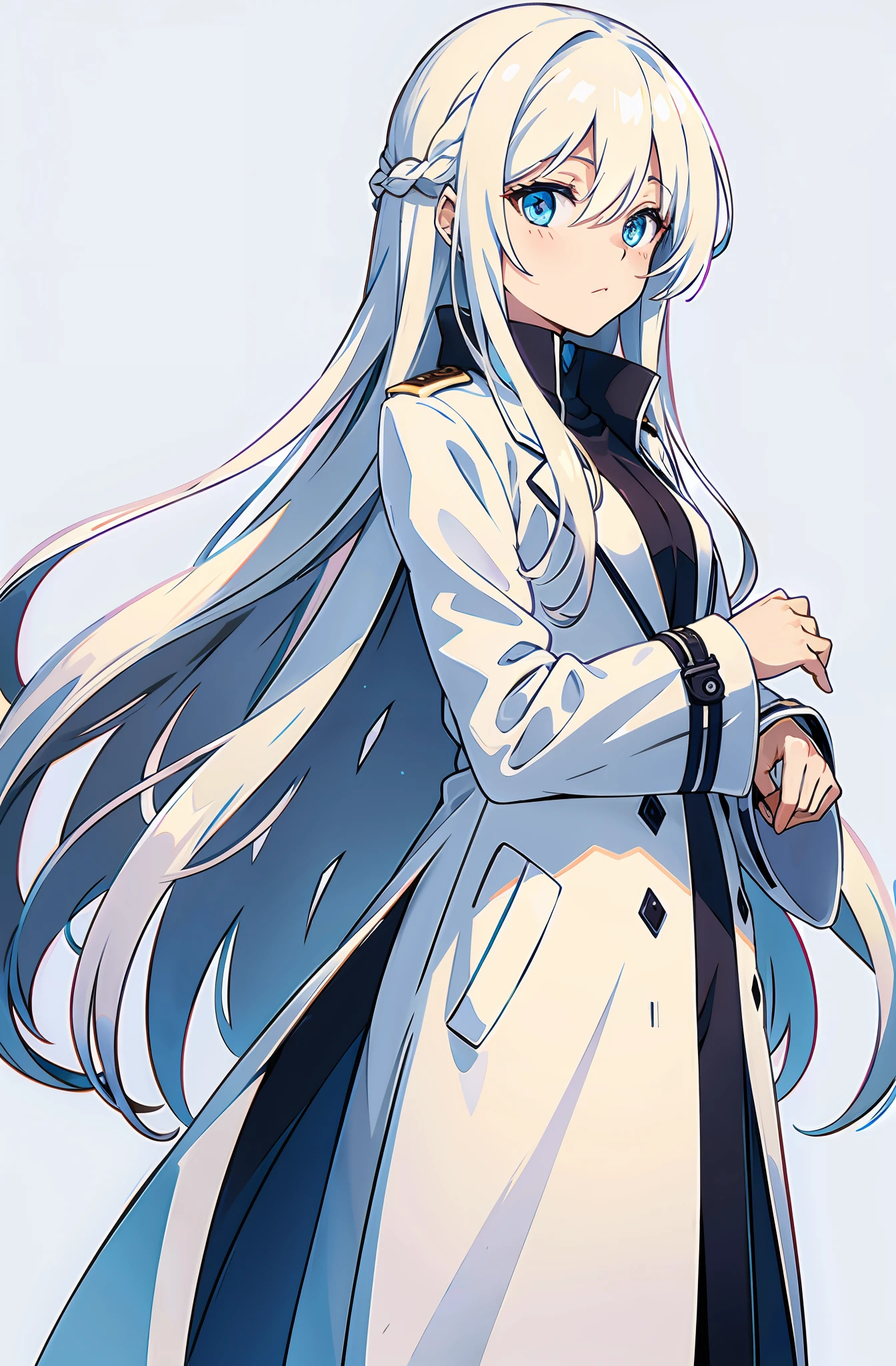 Long white hair, long coat