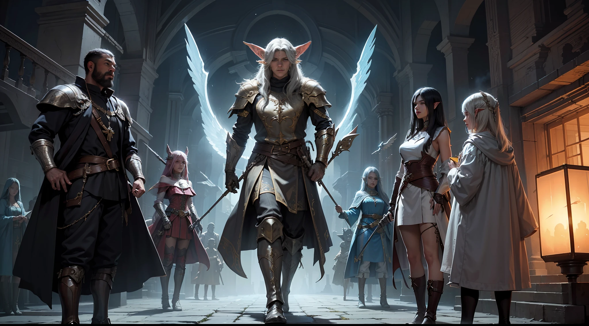 ((Best quality)), ((masterpiece)), (highly detailed:1.3)3D,tanjoreai , Amidst a realm of enchantment and mythical wonders, tales of (heroes:1.1) and (heroines:1.2) unfold. In this realm, ancient prophecies foretell the rise of a chosen champion destined to confront a malevolent force threatening to plunge the world into eternal darkness. The path to victory lies scattered across exotic and otherworldly landscapes, from mist-shrouded forests to towering crystalline peaks and (ethereal floating islands:1.1).Harnessing the arcane arts, (mighty wizards:1.1) conjure spells that weave intricate patterns of magic, while (elven archers:1.1) unleash arrows infused with ancient power. (Dwarven smiths craft legendary weapons:1.1) imbued with the essence of mythical creatures, capable of vanquishing even the most formidable foes.The heroes embark on a perilous quest, guided by ancient scrolls and cryptic riddles. Along their journey, they encounter wise mystics, shape-shifting creatures, and (mysterious sorceresses:1.1) who possess forbidden knowledge.As the heroes traverse the realms, ancient ruins and forgotten temples reveal long-lost secrets and powerful artifacts. The clash of steel and the crackling of (magical energies:1.1) echo through ancient battlegrounds, as the destiny of the world hangs in the balance. The heroes must summon unwavering courage, unwavering unity, and unlock their true potential to overcome seemingly insurmountable odds and fulfill their heroic destinies.In this realm of high fantasy, where the realms of magic and technology intertwine, where legends are born and (epic:1.2) sagas unfold, where heroes rise and villains fall, embark on a grand adventure that will captivate the imagination and transport you to a world where anything is possible,HDR (High Dynamic Range),Ray Tracing,NVIDIA RTX,Super-Resolution,Unreal 5,Subsurface scattering,PBR Texturing,Post-processing,Anisotropic Filtering,Depth-of-field,Maximum clarity and sharpness,Multi-layered textu