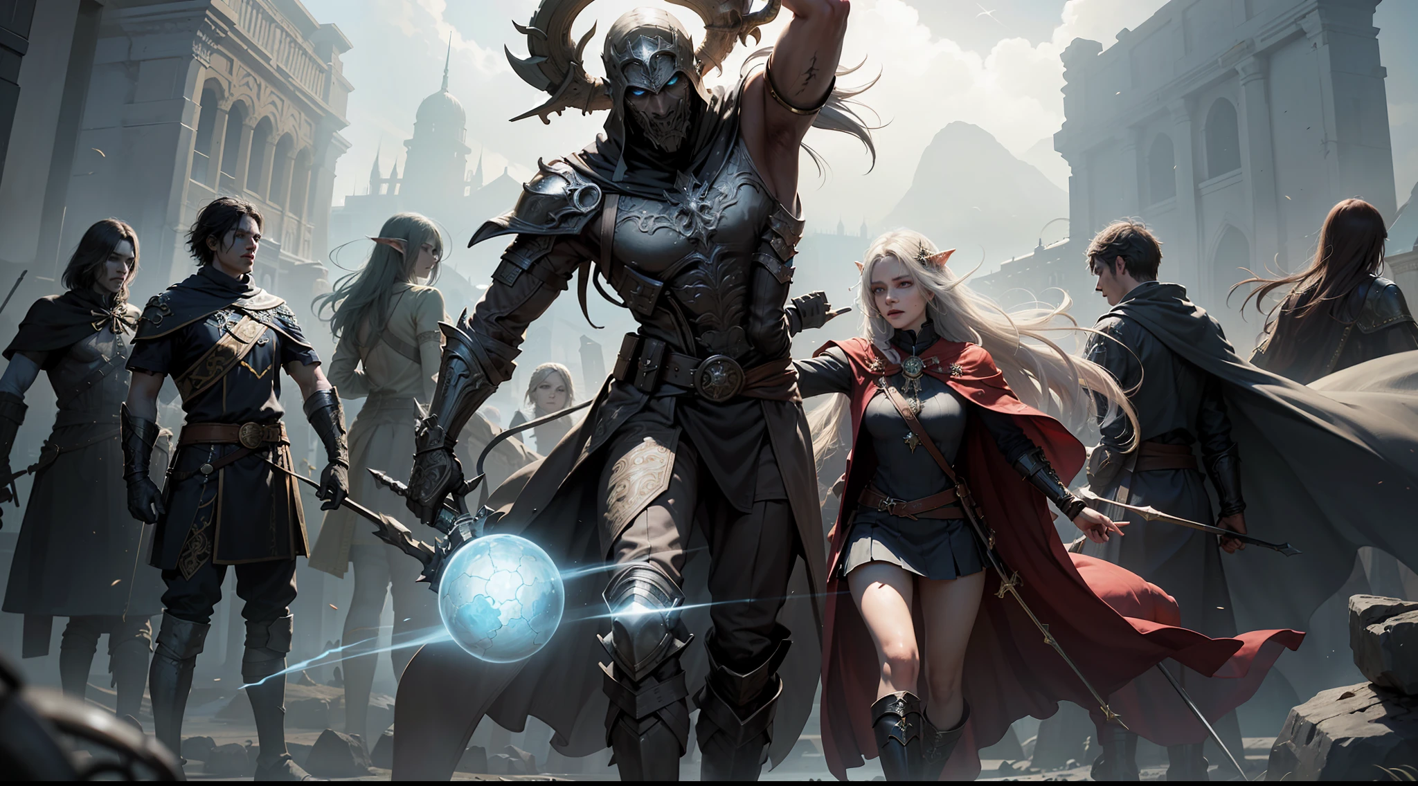 ((Best quality)), ((masterpiece)), (highly detailed:1.3)3D,tanjoreai , Amidst a realm of enchantment and mythical wonders, tales of (heroes:1.1) and (heroines:1.2) unfold. In this realm, ancient prophecies foretell the rise of a chosen champion destined to confront a malevolent force threatening to plunge the world into eternal darkness. The path to victory lies scattered across exotic and otherworldly landscapes, from mist-shrouded forests to towering crystalline peaks and (ethereal floating islands:1.1).Harnessing the arcane arts, (mighty wizards:1.1) conjure spells that weave intricate patterns of magic, while (elven archers:1.1) unleash arrows infused with ancient power. (Dwarven smiths craft legendary weapons:1.1) imbued with the essence of mythical creatures, capable of vanquishing even the most formidable foes.The heroes embark on a perilous quest, guided by ancient scrolls and cryptic riddles. Along their journey, they encounter wise mystics, shape-shifting creatures, and (mysterious sorceresses:1.1) who possess forbidden knowledge.As the heroes traverse the realms, ancient ruins and forgotten temples reveal long-lost secrets and powerful artifacts. The clash of steel and the crackling of (magical energies:1.1) echo through ancient battlegrounds, as the destiny of the world hangs in the balance. The heroes must summon unwavering courage, unwavering unity, and unlock their true potential to overcome seemingly insurmountable odds and fulfill their heroic destinies.In this realm of high fantasy, where the realms of magic and technology intertwine, where legends are born and (epic:1.2) sagas unfold, where heroes rise and villains fall, embark on a grand adventure that will captivate the imagination and transport you to a world where anything is possible,HDR (High Dynamic Range),Ray Tracing,NVIDIA RTX,Super-Resolution,Unreal 5,Subsurface scattering,PBR Texturing,Post-processing,Anisotropic Filtering,Depth-of-field,Maximum clarity and sharpness,Multi-layered textu