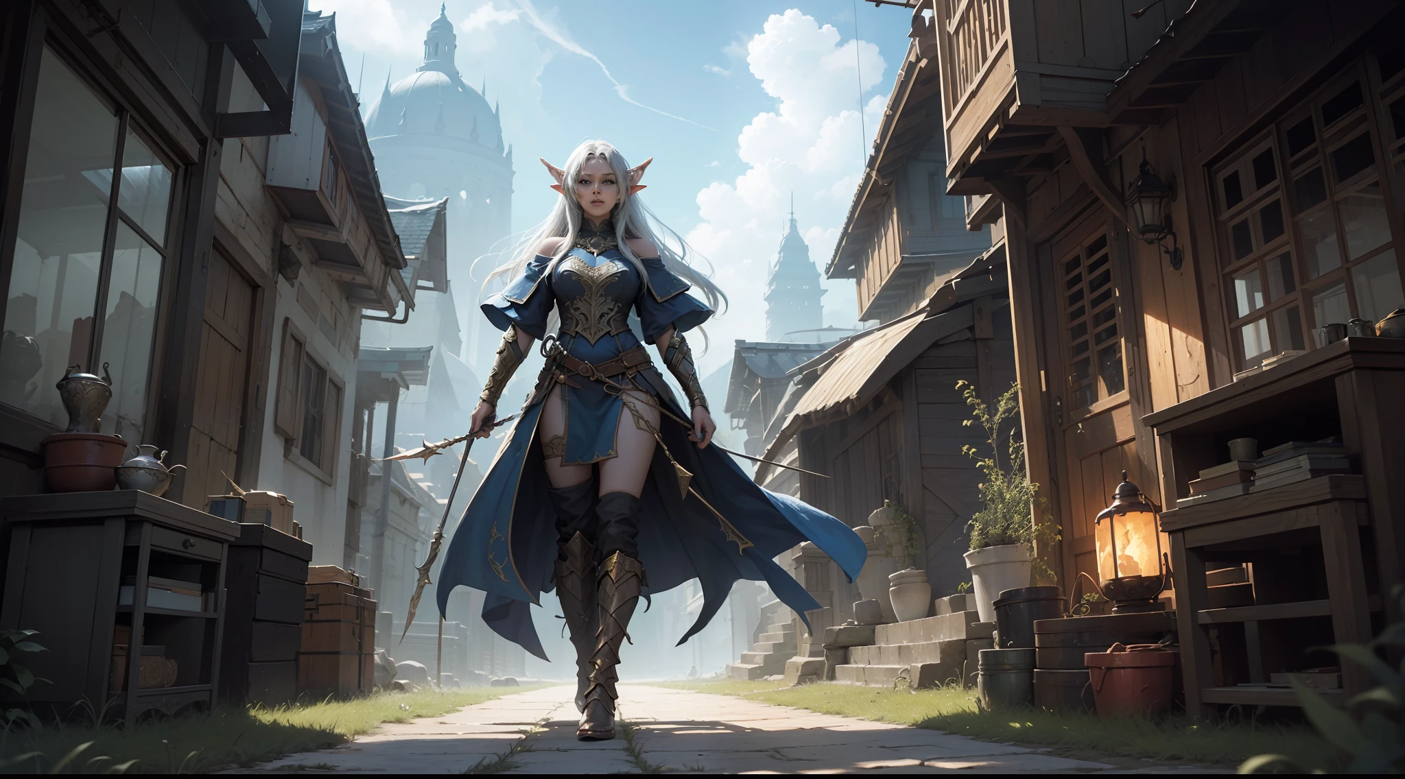 ((Best quality)), ((masterpiece)), (highly detailed:1.3)3D,tanjoreai , Amidst a realm of enchantment and mythical wonders, tales of (heroes:1.1) and (heroines:1.2) unfold. In this realm, ancient prophecies foretell the rise of a chosen champion destined to confront a malevolent force threatening to plunge the world into eternal darkness. The path to victory lies scattered across exotic and otherworldly landscapes, from mist-shrouded forests to towering crystalline peaks and (ethereal floating islands:1.1).Harnessing the arcane arts, (mighty wizards:1.1) conjure spells that weave intricate patterns of magic, while (elven archers:1.1) unleash arrows infused with ancient power. (Dwarven smiths craft legendary weapons:1.1) imbued with the essence of mythical creatures, capable of vanquishing even the most formidable foes.The heroes embark on a perilous quest, guided by ancient scrolls and cryptic riddles. Along their journey, they encounter wise mystics, shape-shifting creatures, and (mysterious sorceresses:1.1) who possess forbidden knowledge.As the heroes traverse the realms, ancient ruins and forgotten temples reveal long-lost secrets and powerful artifacts. The clash of steel and the crackling of (magical energies:1.1) echo through ancient battlegrounds, as the destiny of the world hangs in the balance. The heroes must summon unwavering courage, unwavering unity, and unlock their true potential to overcome seemingly insurmountable odds and fulfill their heroic destinies.In this realm of high fantasy, where the realms of magic and technology intertwine, where legends are born and (epic:1.2) sagas unfold, where heroes rise and villains fall, embark on a grand adventure that will captivate the imagination and transport you to a world where anything is possible,HDR (High Dynamic Range),Ray Tracing,NVIDIA RTX,Super-Resolution,Unreal 5,Subsurface scattering,PBR Texturing,Post-processing,Anisotropic Filtering,Depth-of-field,Maximum clarity and sharpness,Multi-layered textu