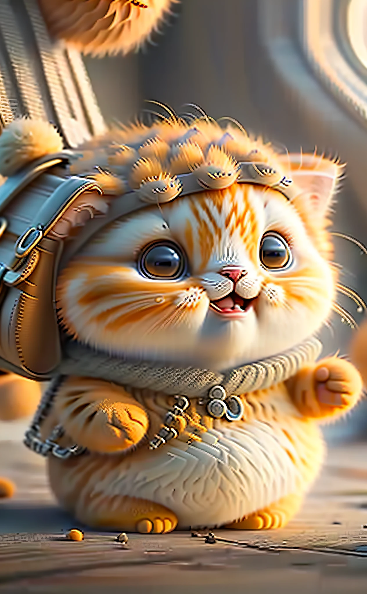 cat, orange, fat, garfield, no_humans, depth of field, disney style, DARK_Glam, wearing DRK_Glam, deep shadow, (dark: 1.4), (8k, RAW photo, best quality, masterpiece: 1.2), big expression happy with mouth
