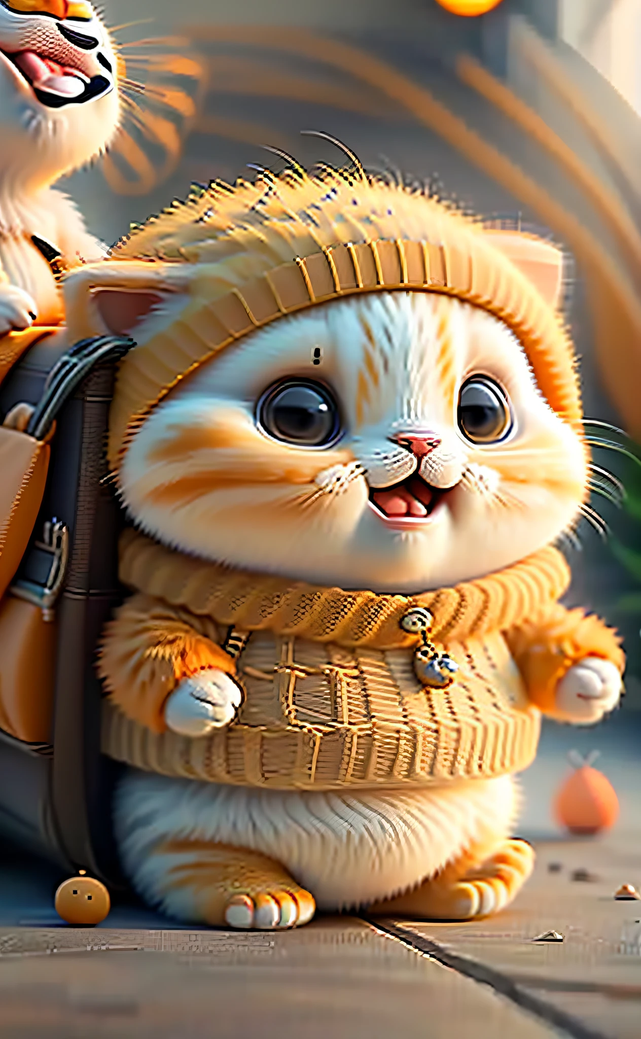 cat, orange, fat, garfield, no_humans, depth of field, disney style, DARK_Glam, wearing DRK_Glam, deep shadow, (dark: 1.4), (8k, RAW photo, best quality, masterpiece: 1.2), big expression happy with mouth