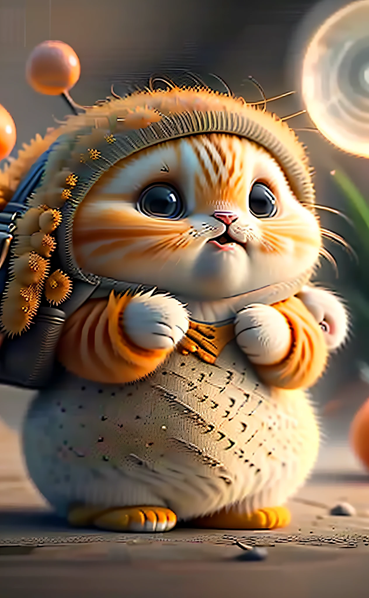 cat, orange, fat, garfield, no_humans, depth of field, disney style, DARK_Glam, wearing DRK_Glam, deep shadow, (dark: 1.4), (8k, RAW photo, best quality, masterpiece: 1.2), big expression happy with mouth