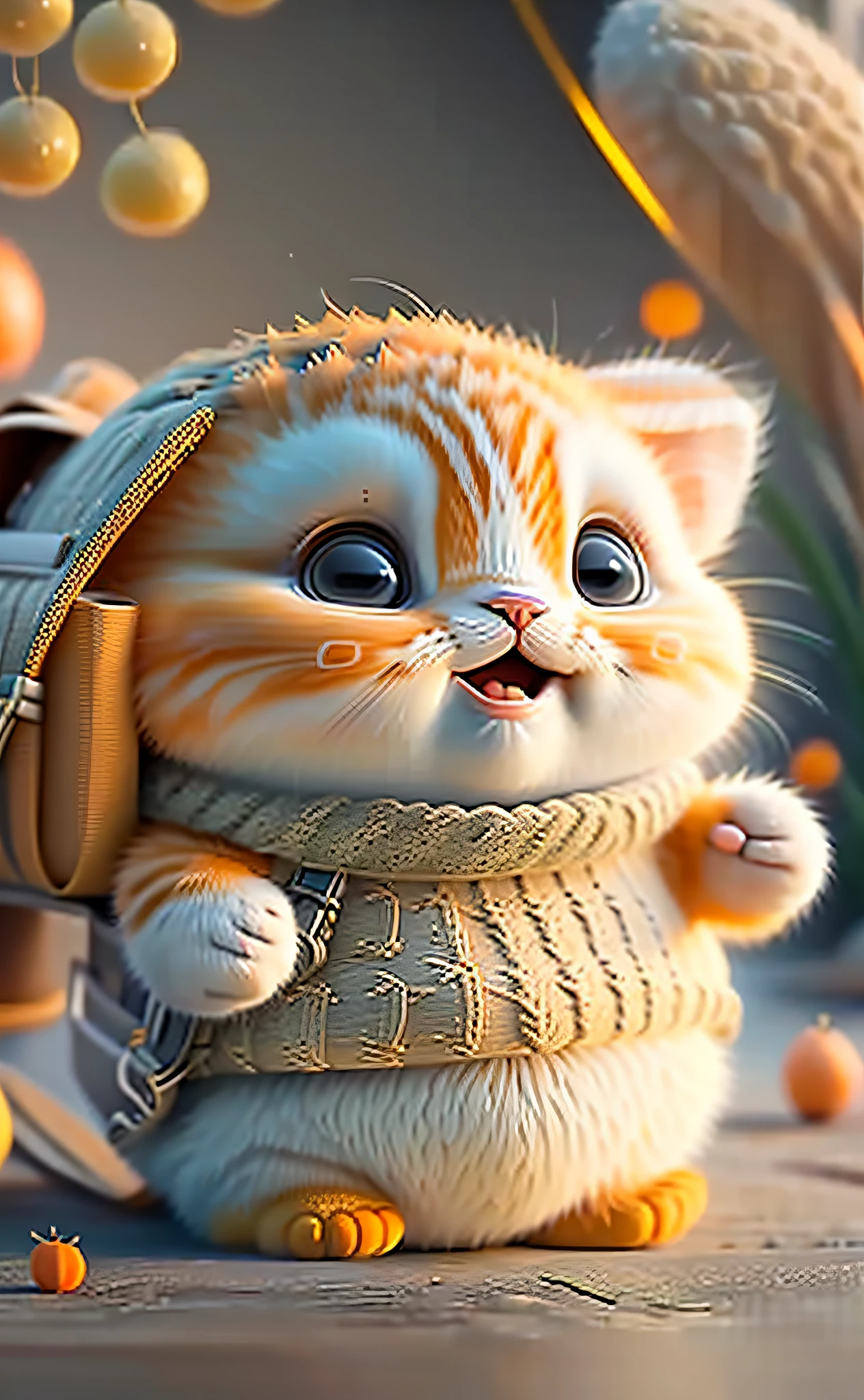 cat, orange, fat, garfield, no_humans, depth of field, disney style, DARK_Glam, wearing DRK_Glam, deep shadow, (dark: 1.4), (8k, RAW photo, best quality, masterpiece: 1.2), big expression happy with mouth