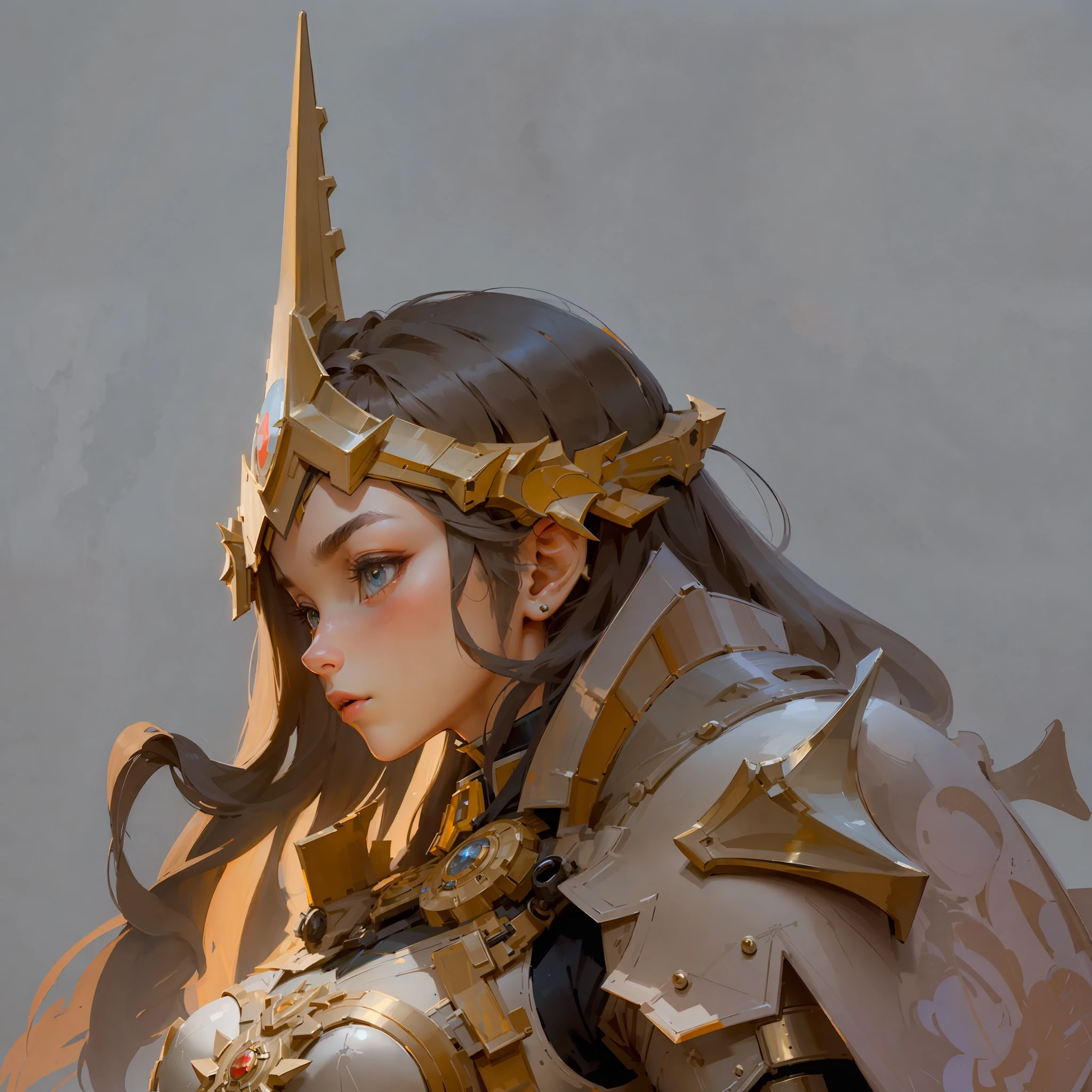 ((best quality)), ((masterpiece)), ((reality)) a maiden in armor, side face, looking to the side,