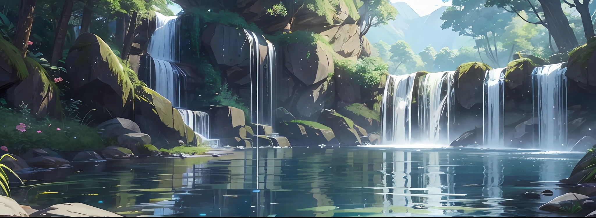 (best quality) (realistic shadows) (realistic reflections) Boruto training rasengan, anime, waterfall in the background --auto --s2