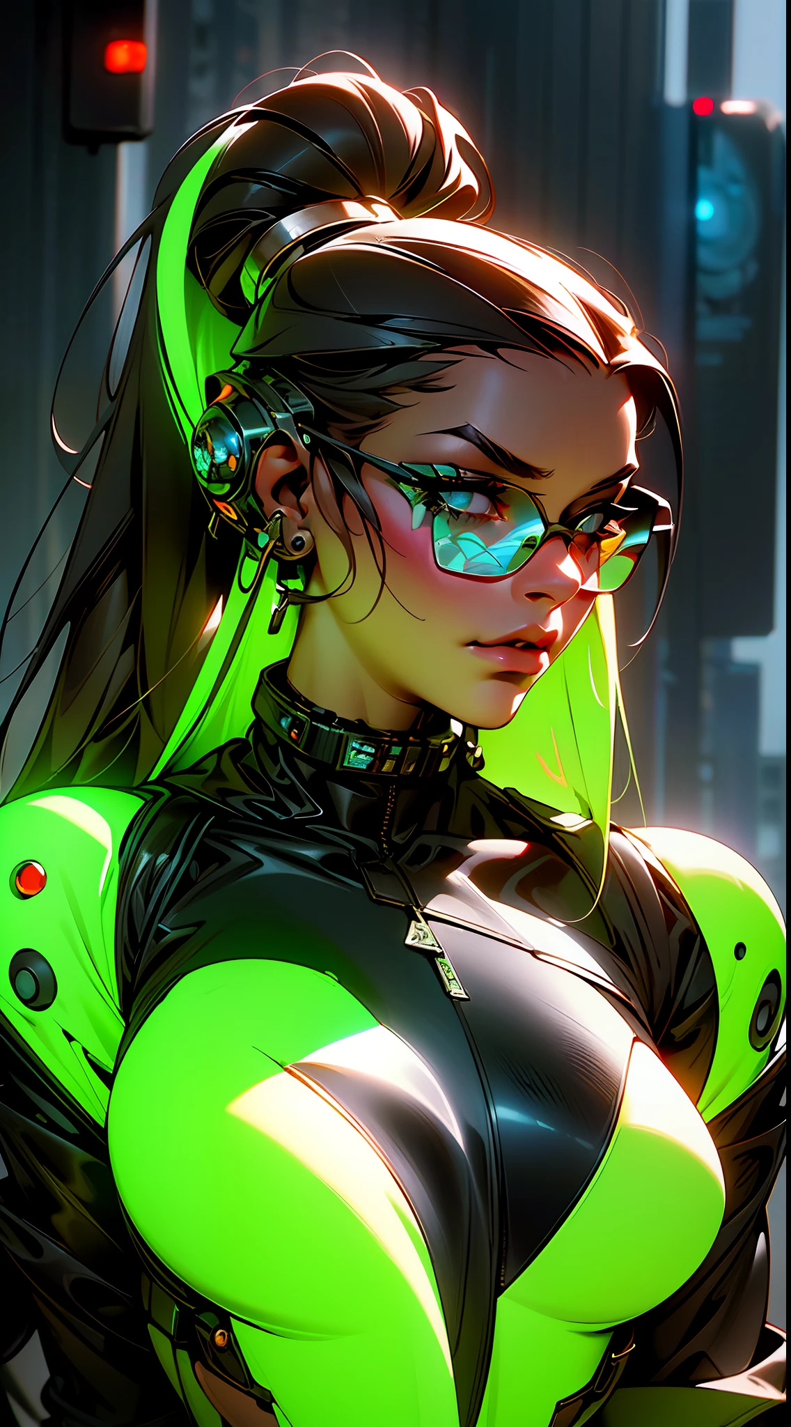 a close up of a woman with a futuristic body and head, portrait beautiful sci - fi girl, sci-fi digital art, futuristic digital art, beautiful digital artwork, cyborg goddess in cosmos, 4k highly detailed digital art, wlop. scifi, digital artwork 4 k, inspired by Marek Okon, 8 0's style tomasz alen kopera