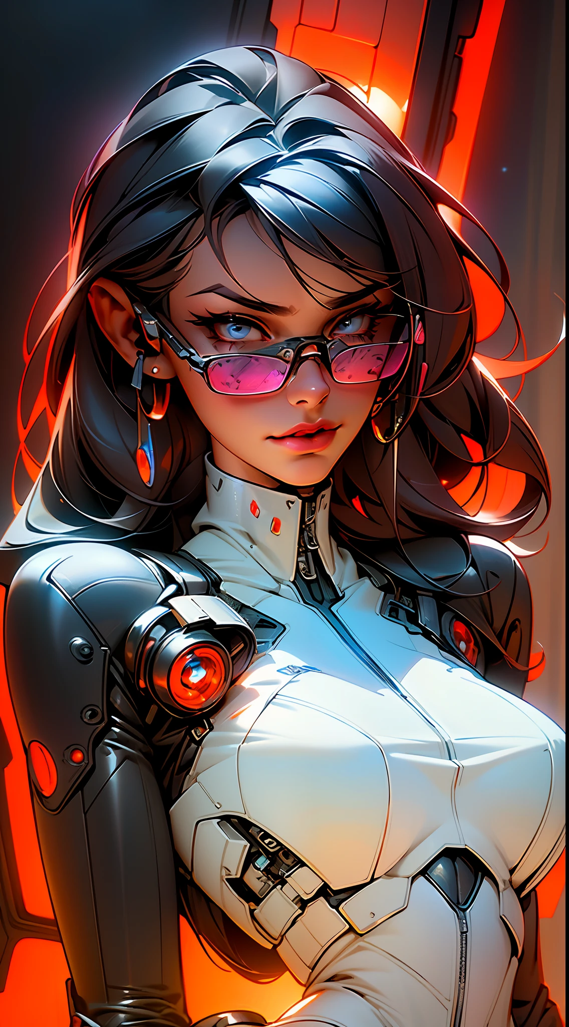 a close up of a woman with a futuristic body and head, portrait beautiful sci - fi girl, sci-fi digital art, futuristic digital art, beautiful digital artwork, cyborg goddess in cosmos, 4k highly detailed digital art, wlop. scifi, digital artwork 4 k, inspired by Marek Okon, 8 0's style tomasz alen kopera