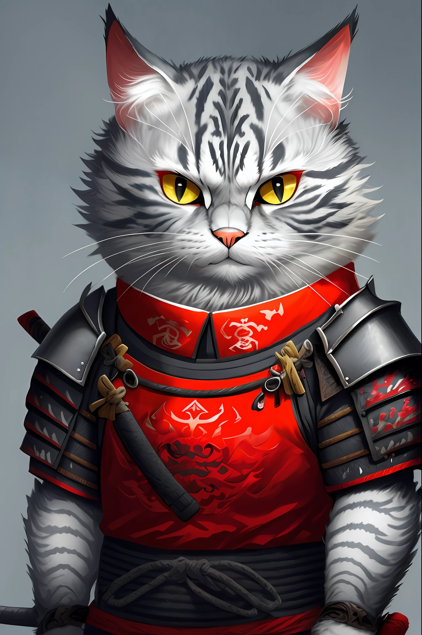 C4ttitude grey, wearing samurai