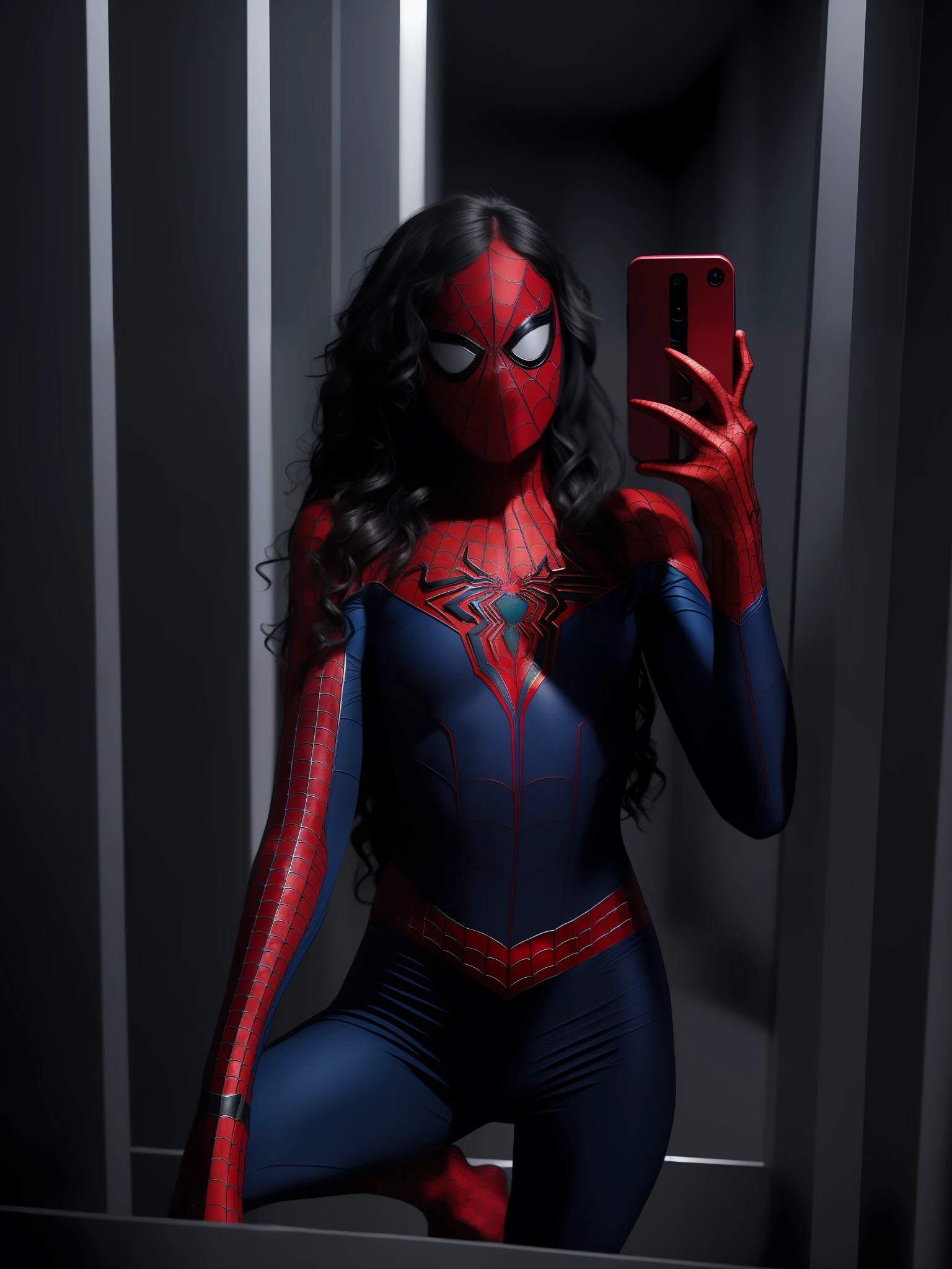 a glorious girl wearing (the cloths of Spiderman:1.2), brutal pose,