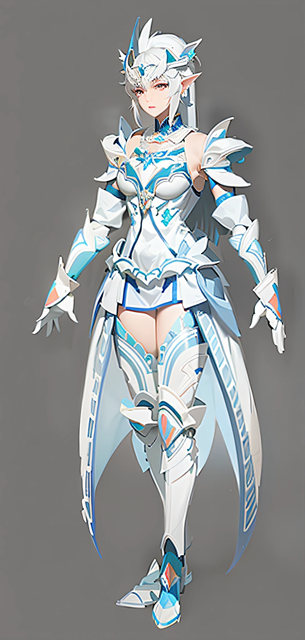a close up of a woman in a white and blue costume, pale blue armor, glossy white armor, sleek bright white armor, white armor, detailed white armor, armor girl, very stylish fantasy armor, sleek white armor, streamlined white armor, intricate white armor, in white futuristic armor, porcelain cyborg armor, dressed in light armor, sleek streamlined white armor