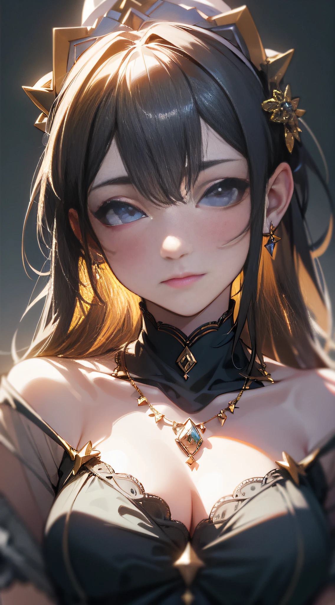 Best quality, masterpiece, high resolution, 1girl, porcelain dress, hair accessories, necklace, jewelry, beautiful face, on the body, Tyndall effect, realistic, dark studio, edge lighting, two-tone lighting, (high detail skin: 1.2), 8k UHD, dslr, soft light, high quality, volumetric light, candid, photo, high resolution, 4k, 8k, background blur,