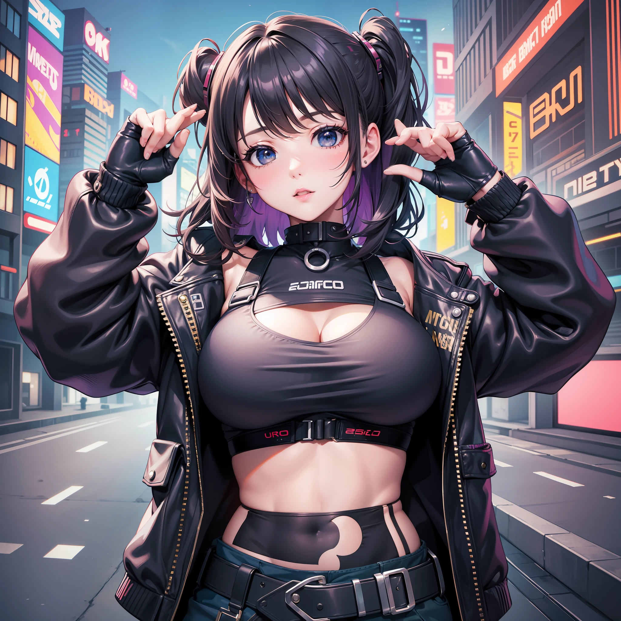 beauty big tits cute top quality ultra high definition masterpiece 8k cyberpunk perfect jacket
