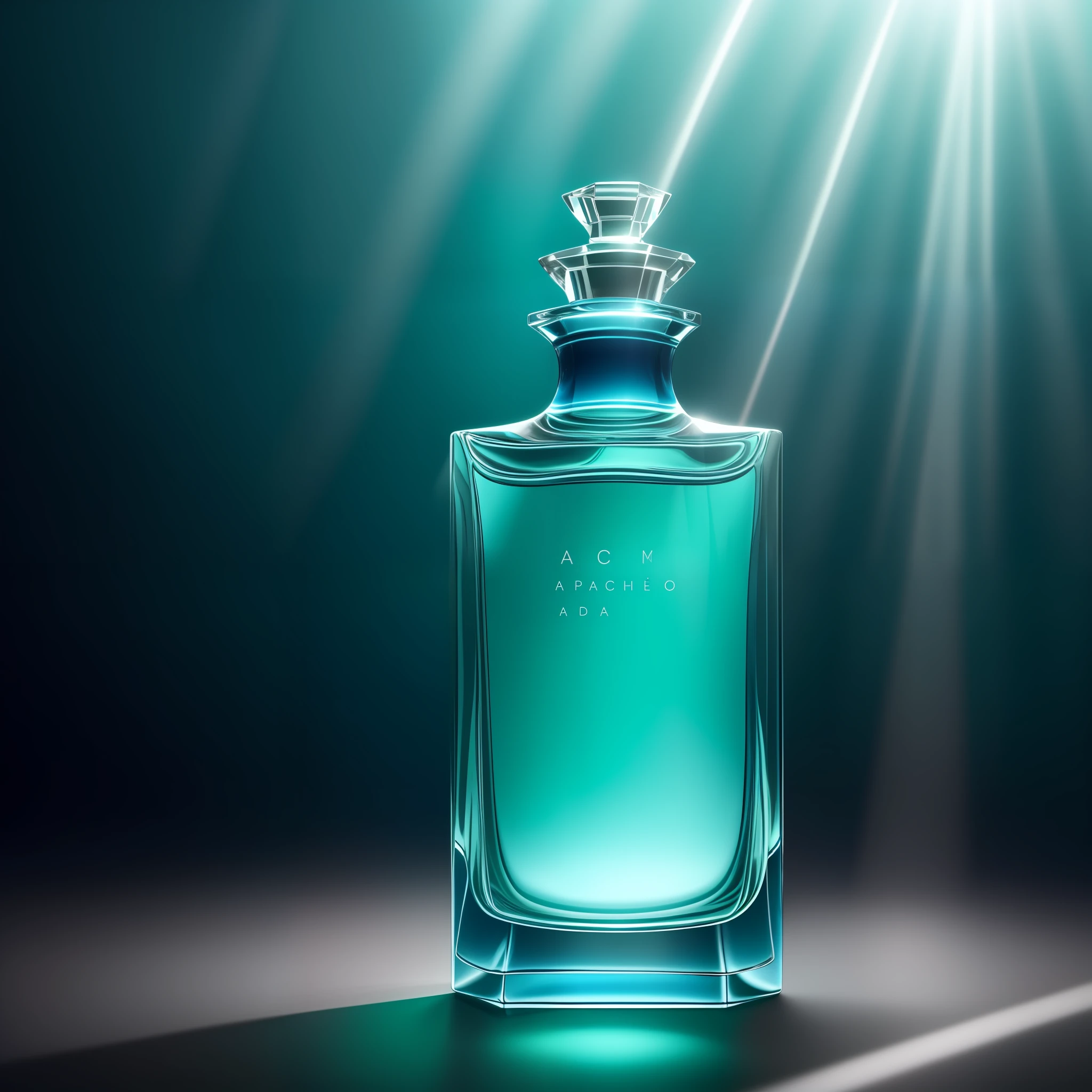 a perfume bottle, underwater, blue and green color palette, volumetric light, reflecting sunlight, realistic photo, panoramic angle, super detailed, 4k, HDR, ultra realistic lighting, photographed with an 85mm lens