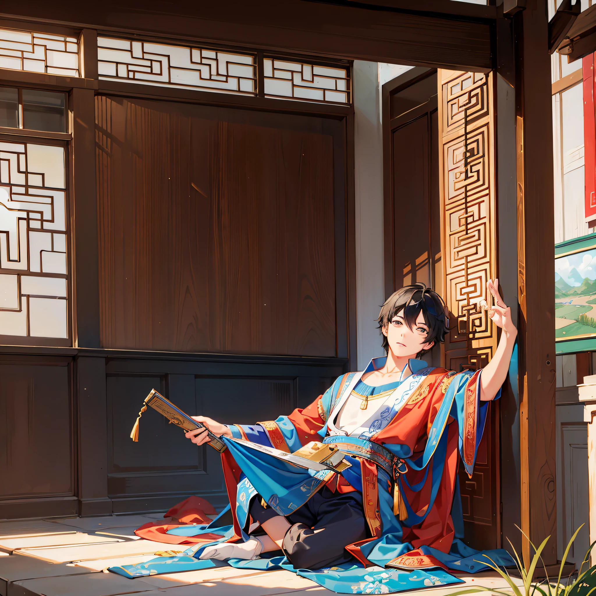 Boy, chinoiserie, ancient, comics, novels, streams and streams, simplicity, lines, prominent characters, enhanced details --auto --s2