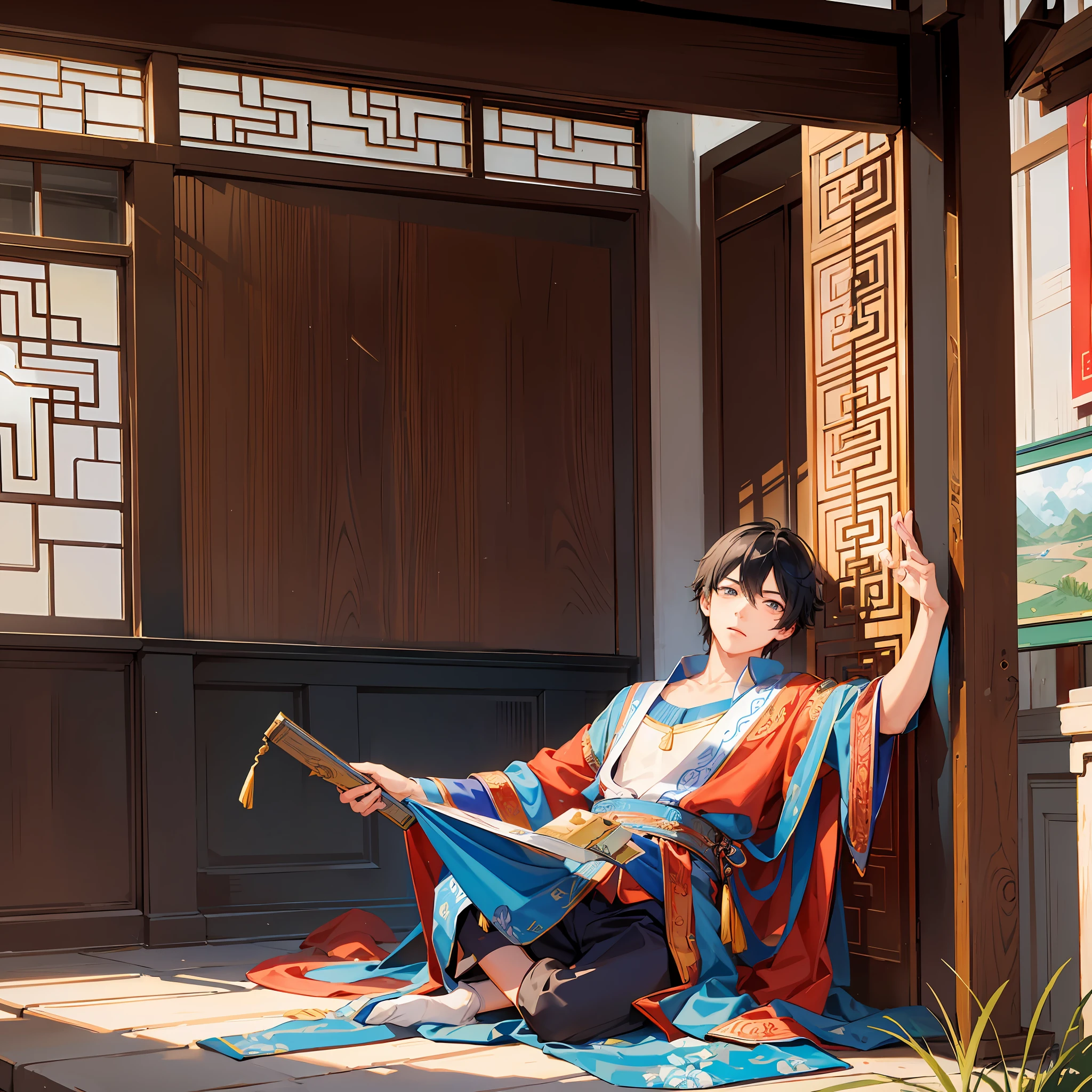 Boy, chinoiserie, ancient, comics, novels, streams and streams, simplicity, lines, prominent characters, enhanced details --auto --s2