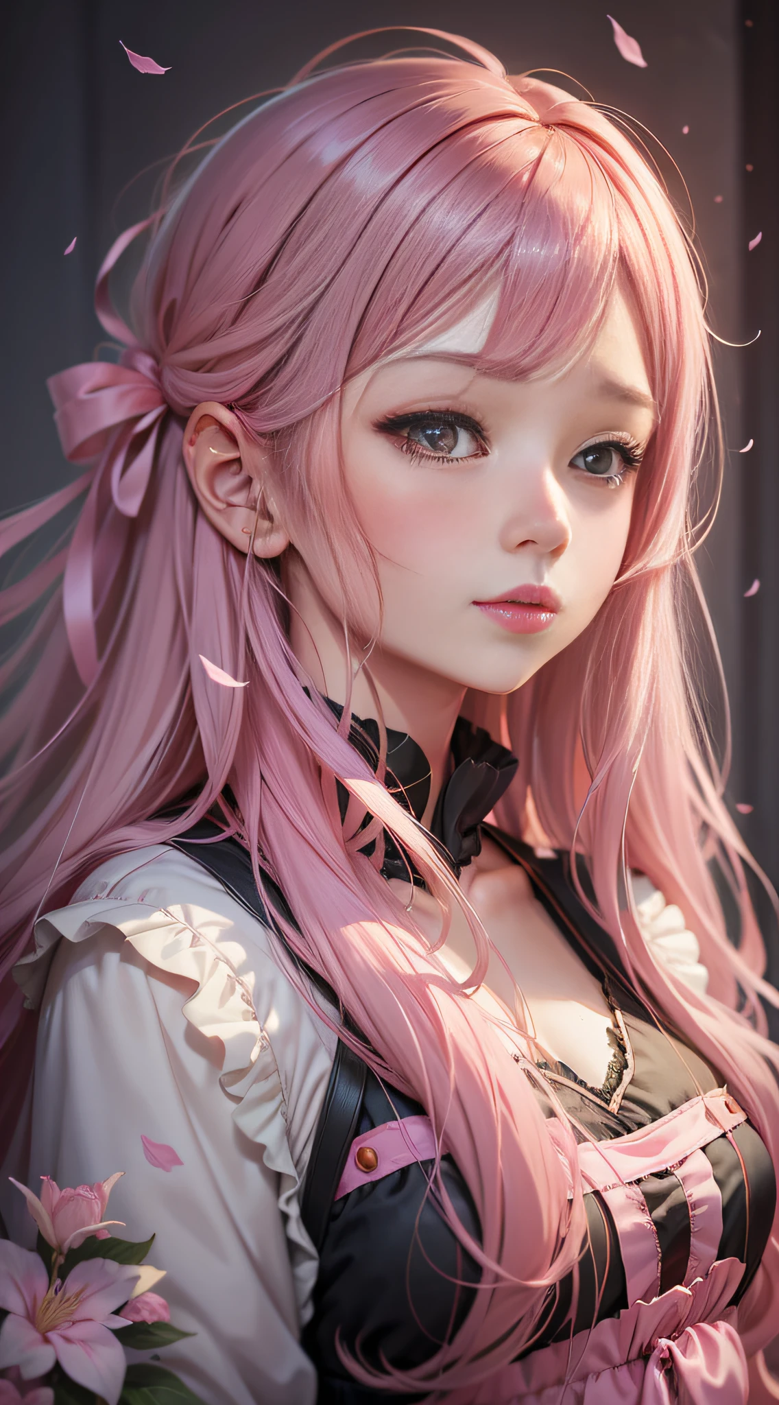 anime girl with long hair and pink dress looking at camera, smooth anime cg art, anime. soft lighting, soft anime illustration, beautiful anime portrait, kawaii realistic portrait, portrait anime girl, cute anime girl portraits, cute anime girl portrait, beautiful anime girl, artwork in the style of guweiz, detailed digital anime art, cute anime girl