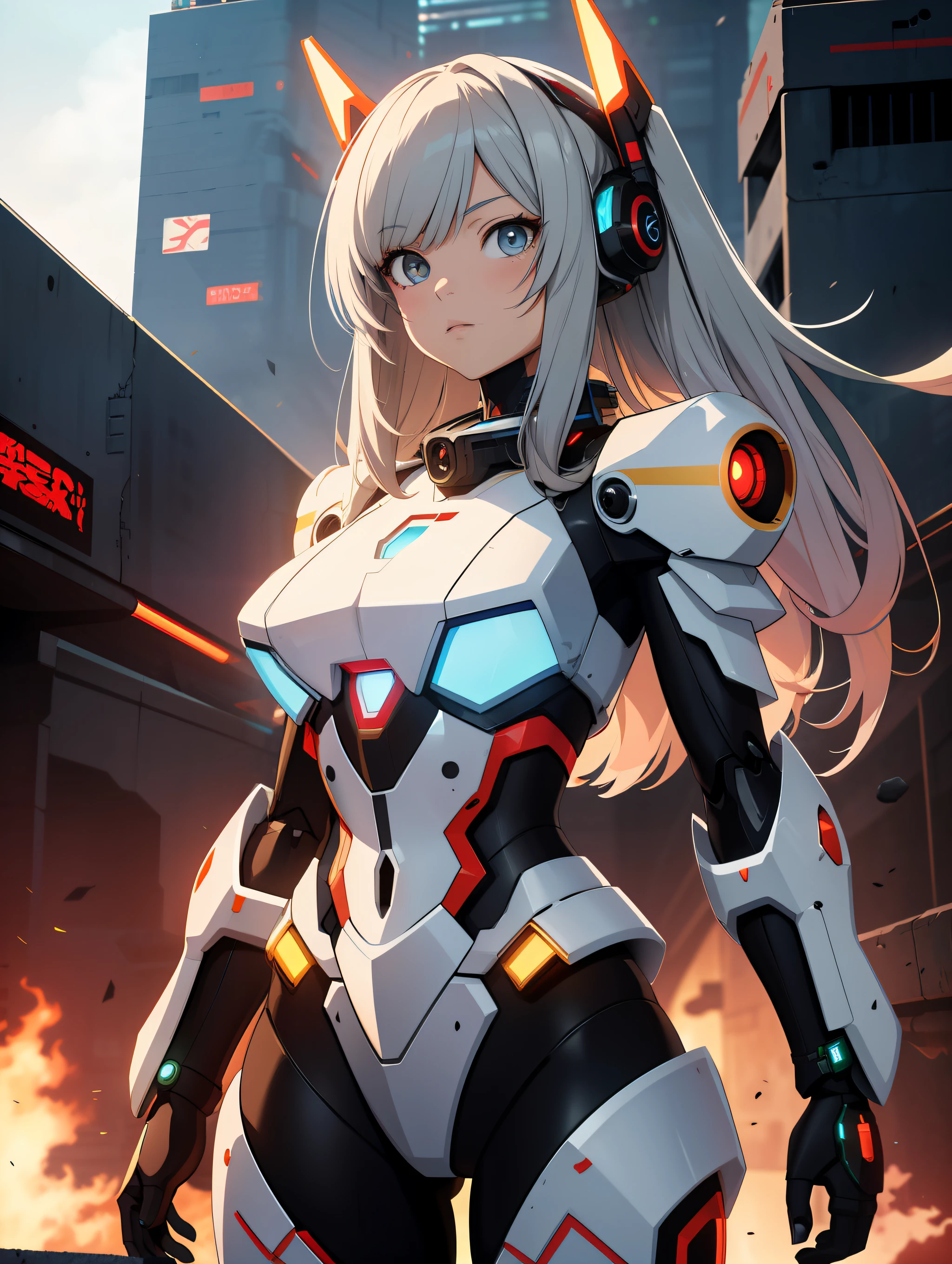 Anime girl in mecha costume, anime mecha girl, digital cyberpunk anime art, 8k, mecha network armor girl.high detail.