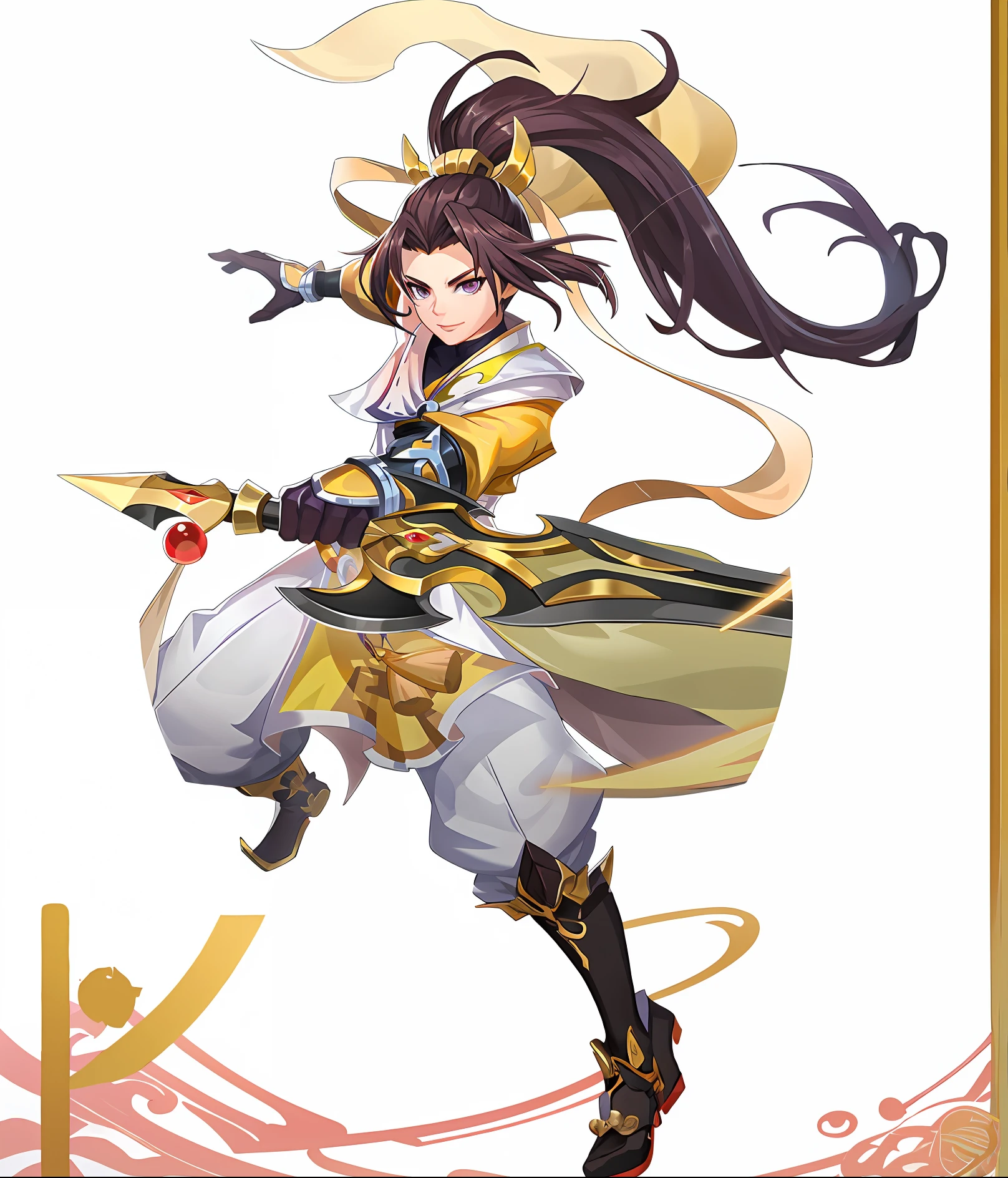 anime girl with long hair and a sword in her hand, zhongli from genshin impact, keqing from genshin impact, heise jinyao, onmyoji detailed art, onmyoji portrait, genshin impact character, xianxia hero, portrait knights of zodiac girl, bian lian, inspired by Huang Shen, full body xianxia, onmyoji