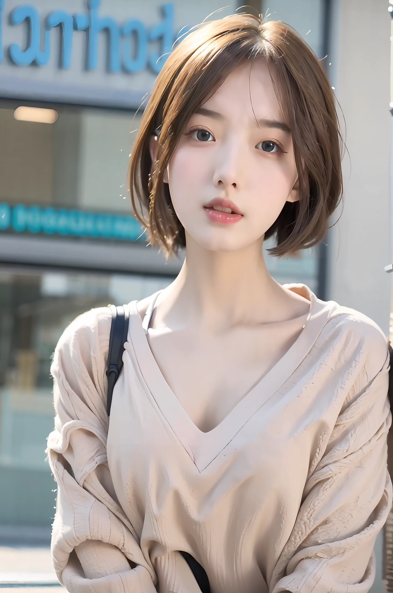 Incomparable masterpiece, perfect artwork, ((perfect female figure)), short hair, blonde, thin, realism, solo, (realism: 1.4), best quality, super high resolution, 1girl, porcelain, kpop ido, , full body, beautiful, masterpiece, best quality, very detailed face, perfect lighting, solo, plain makeup, tights, best quality, super high resolution, (realistic:1.4), super detailed, masterpiece, best quality, 👍 ulzzang -6500- v1.1