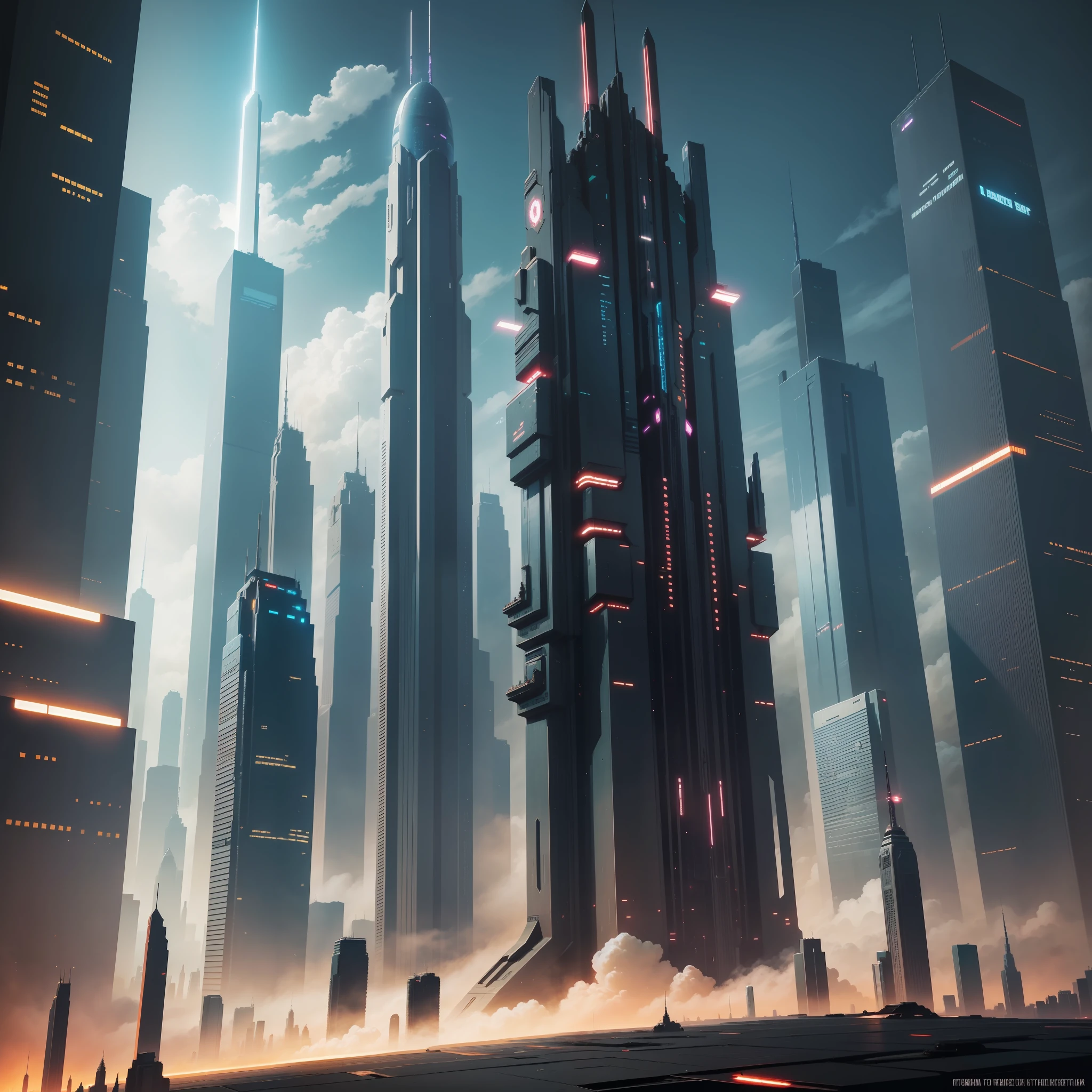 Space Cyberpunk Futuristic World Skyscrapers Sci-Fi Top Quality Masterpiece