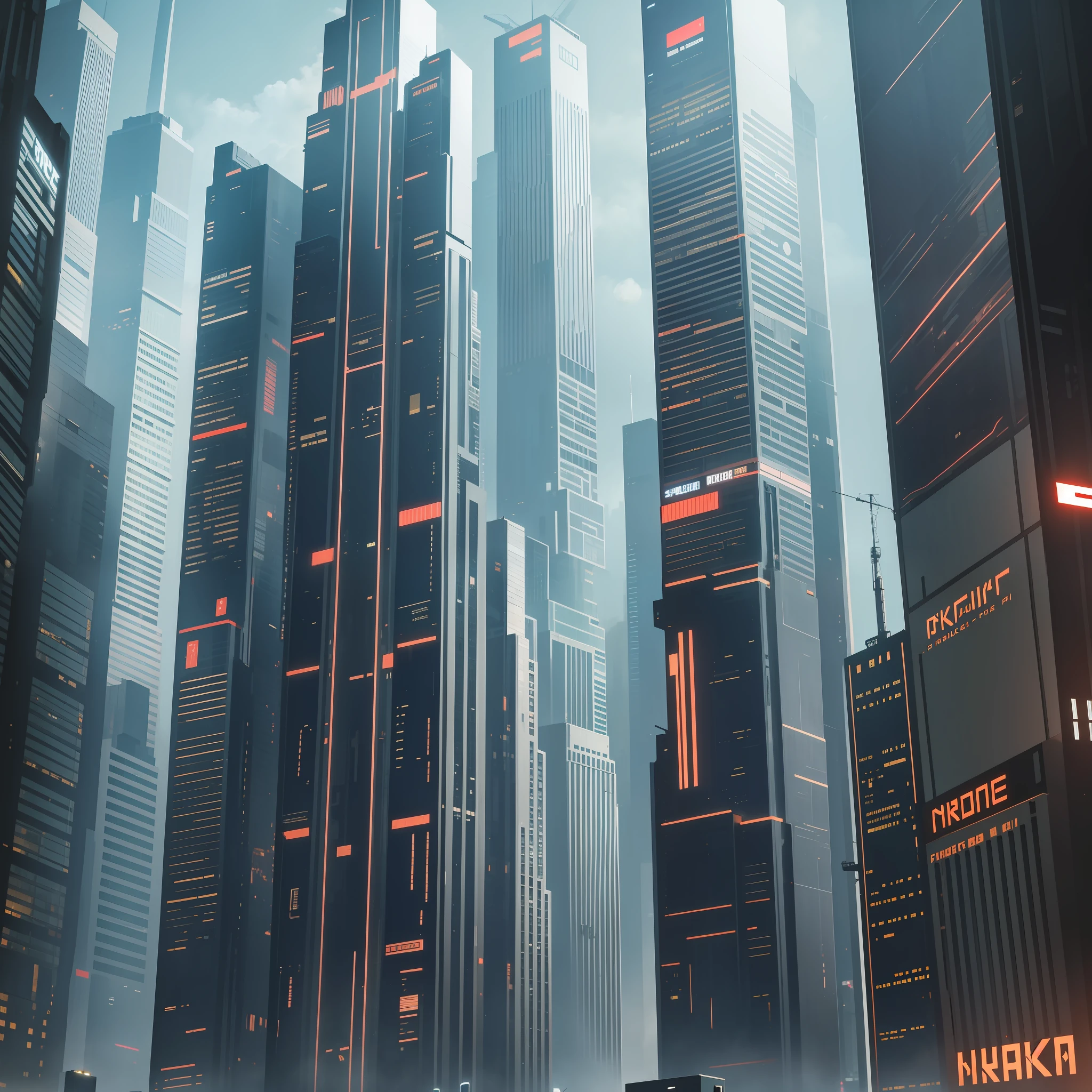 Space Cyberpunk Futuristic World Skyscrapers Sci-Fi Top Quality Masterpiece