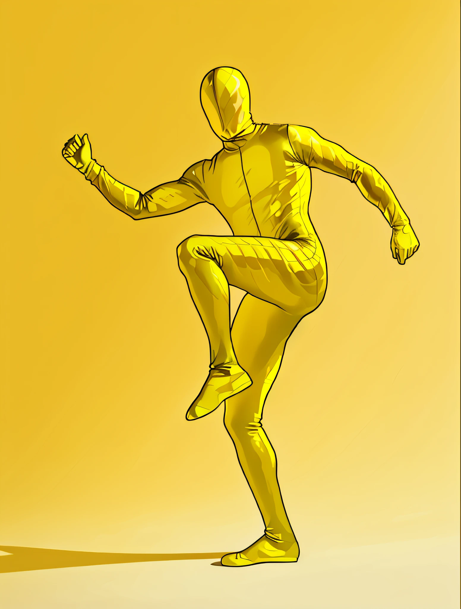 Man in yellow bodysuit, yellow body, zentai suit, full bodysuit, skin tight suit, lycra costume, tight full body suit, yellow skin, yellow jumpsuit, yellow bodysuit