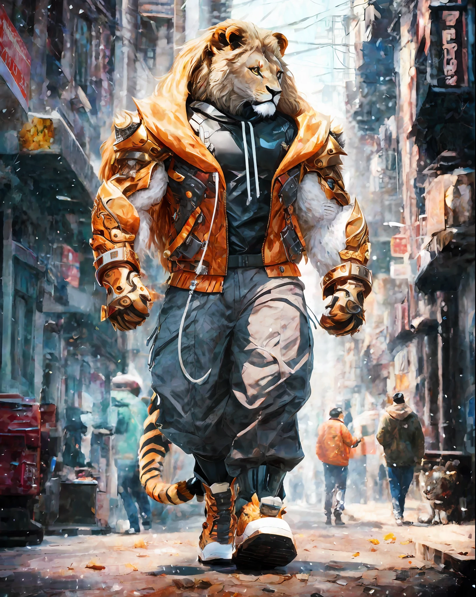 (Best quality, 8k, 32k, lion, mane lion perfect body, ultra detailed face, , detailed eyes