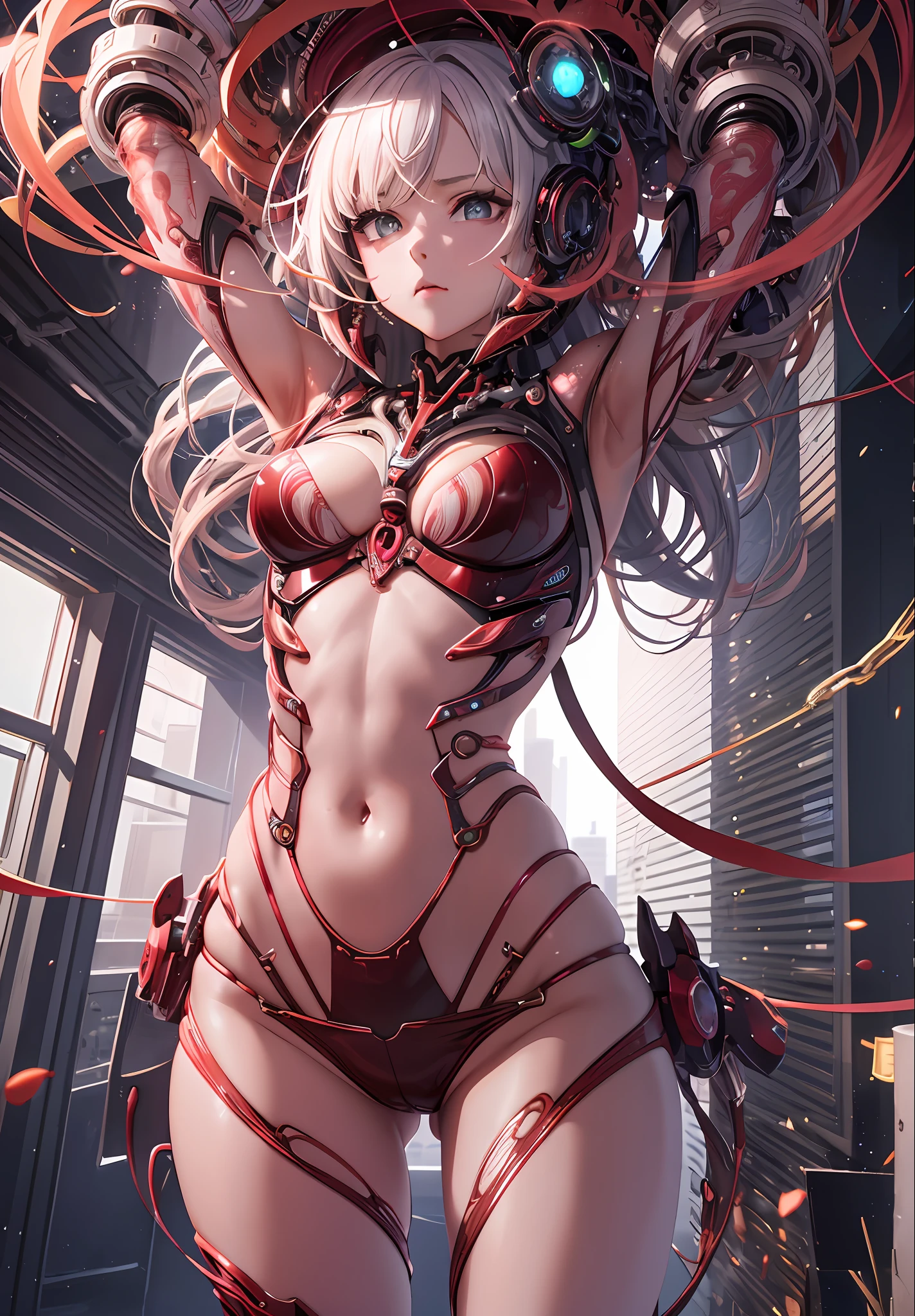 bright red image, full body, {{{Very beautiful world}}, {{{Very beautiful super nasty girl}, {{Super detail}}, {{Masterpiece}, {{{1 girl}, penetrating guts, overflowing, throwing out internal organs, super crazy madness, dynamic pose, super super bloody, super chaotic, {{biomechanical}}, large and small intestines hanging together, {{{girl with blown off internal organs} }, {{{Ultra photorealistic photos}}}}, {cute 1girl}, solo focus, Fresh colorful skin with dense shapes, Beautiful mechanical aliens, {{Girl-alien fusion}}, dynamic angles, cinematic lighting, soft lens flares, {{{Visceral landscape}}}, depth of field,