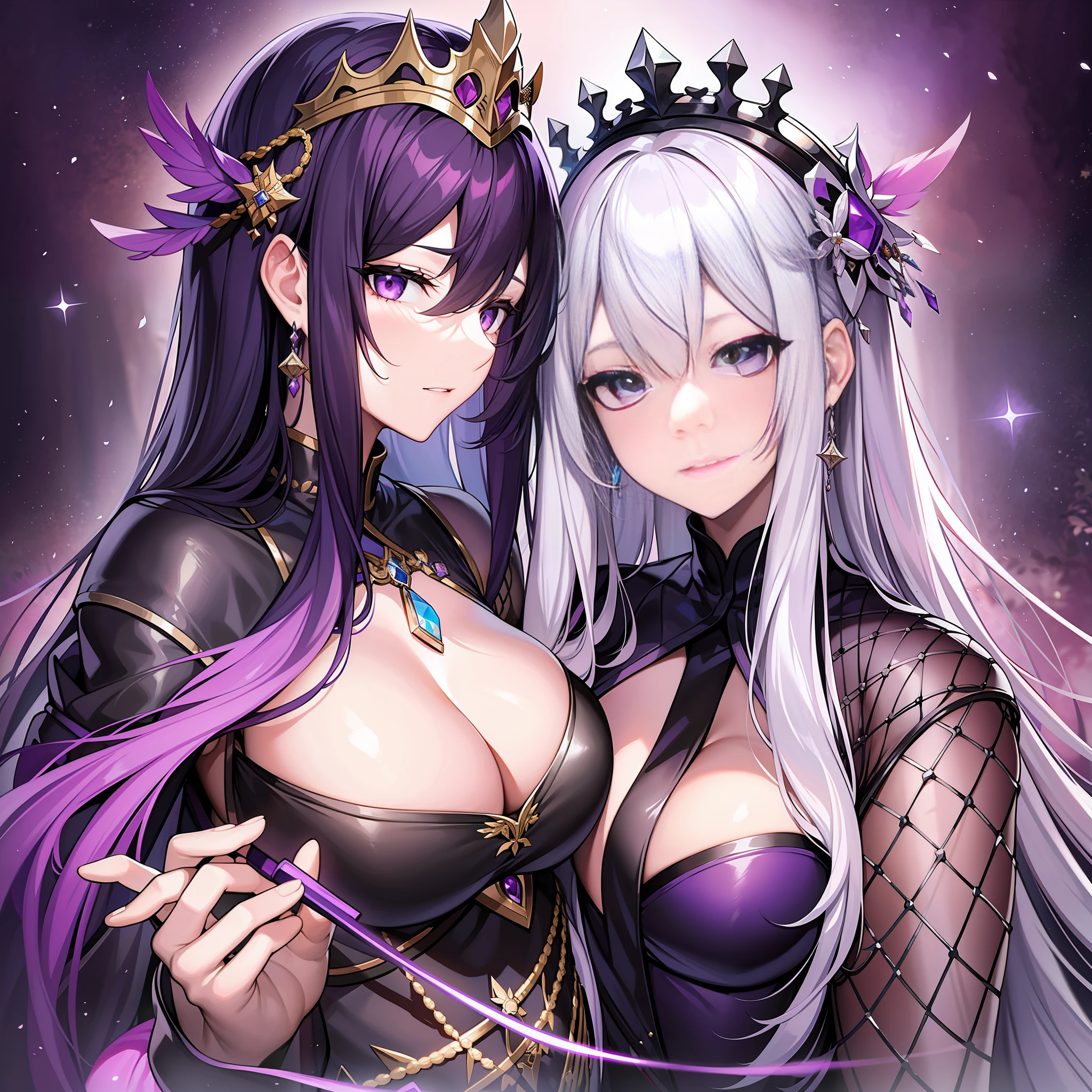 The black-haired female emperor, the white-haired female emperor, and the purple-haired female emperor stood by the bed together, and the momentum between them was very powerful. The black-haired female emperor was dressed in black leather armor, holding a heavy black long sword, and her expression was resolute and cold. The white-haired female emperor wore a gorgeous crown, wore a white glow robe, and had deep wisdom in her eyes. The purple-haired female emperor wore a purple robe, held a staff shining with purple light, and wore a purple gem.

The three female emperors faced each other, staring at each other, not giving in to each other