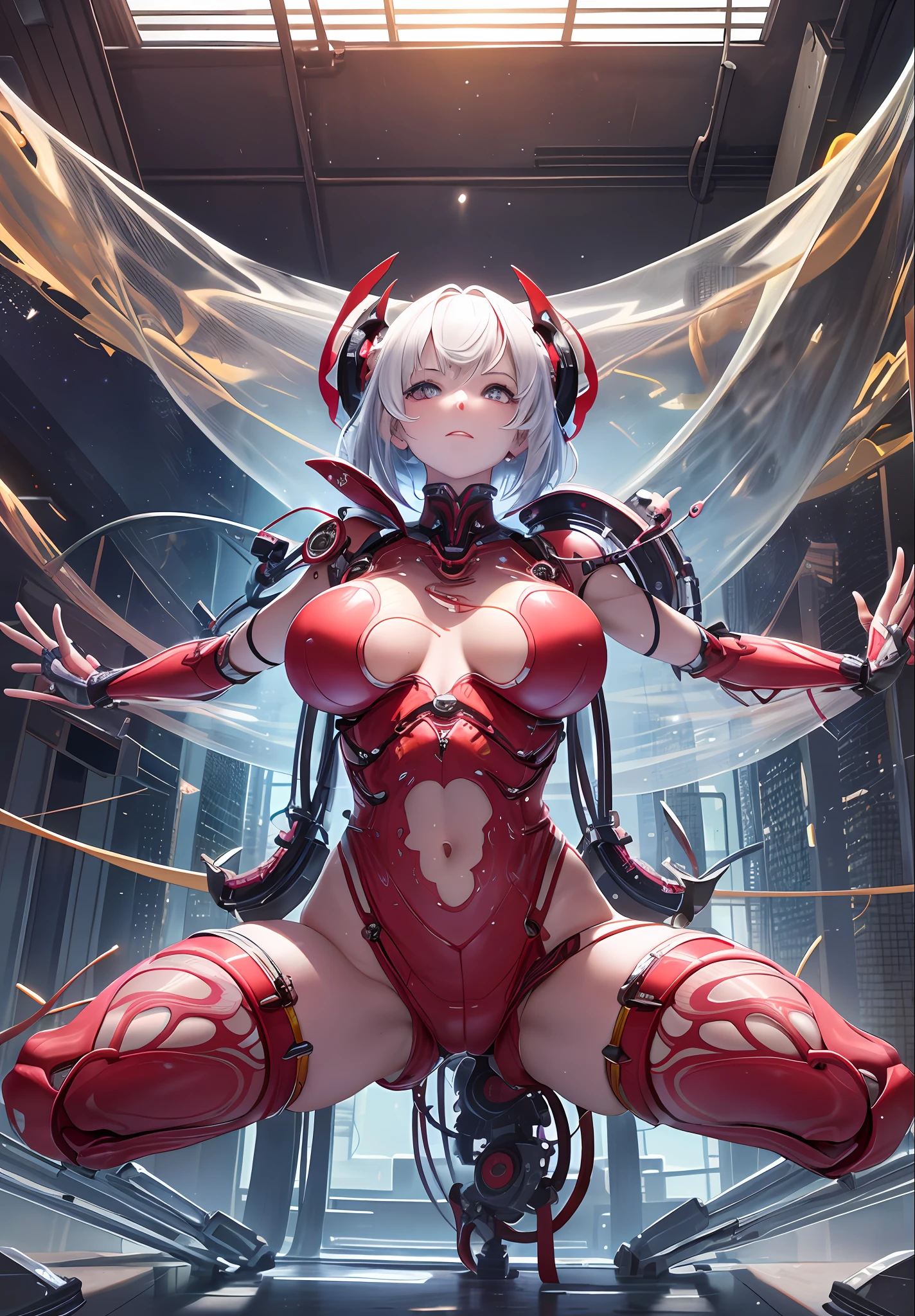 bright red image, full body, {{{Very beautiful world}}, {{{Very beautiful super nasty girl}, {{Super detail}}, {{Masterpiece}, {{{1 girl}, penetrating guts, overflowing, throwing out internal organs, super crazy madness, dynamic pose, super super bloody, super chaotic, {{biomechanical}}, large and small intestines hanging together, {{{girl with blown off internal organs} }, {{{Ultra photorealistic photos}}}}, {cute 1girl}, solo focus, Fresh colorful skin with dense shapes, Beautiful mechanical aliens, {{Girl-alien fusion}}, dynamic angles, cinematic lighting, soft lens flares, {{{Visceral landscape}}}, depth of field,