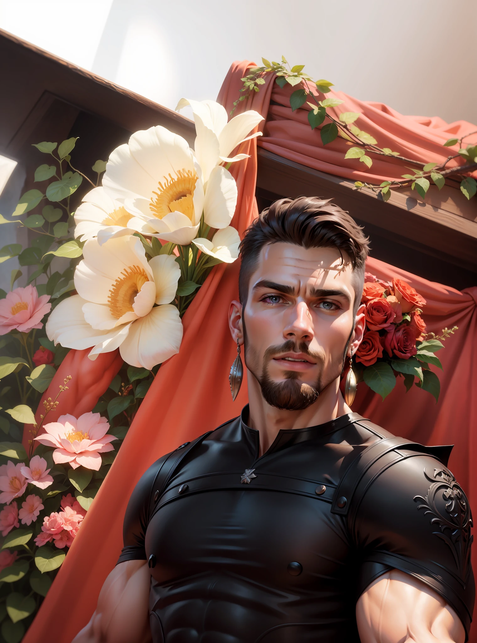 Muscular Beautiful Male Man, Hyperrealistic 4k European Latin Face, 8k