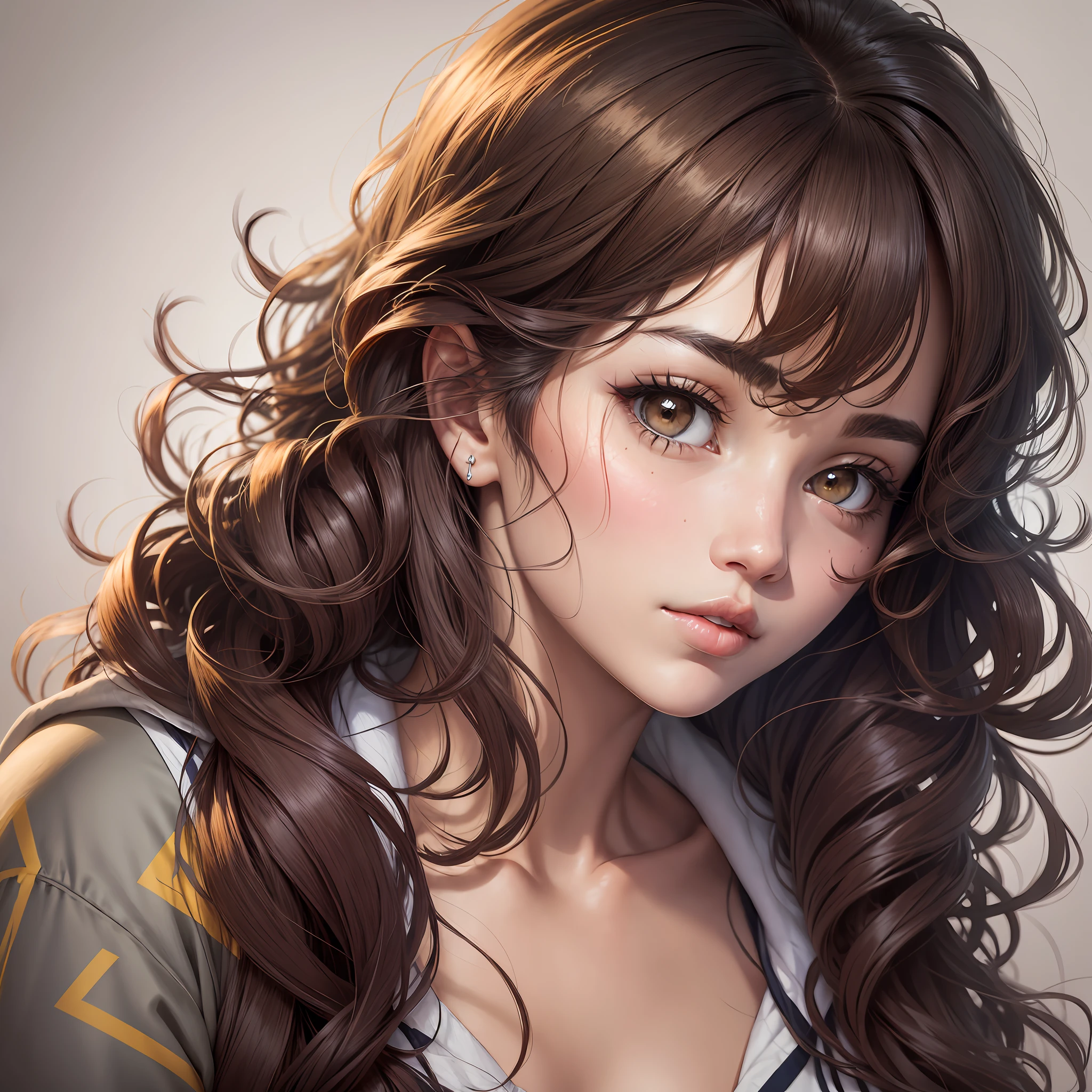 Plump hair curling strong scar on the face under the right eye brown eyes --auto --s2