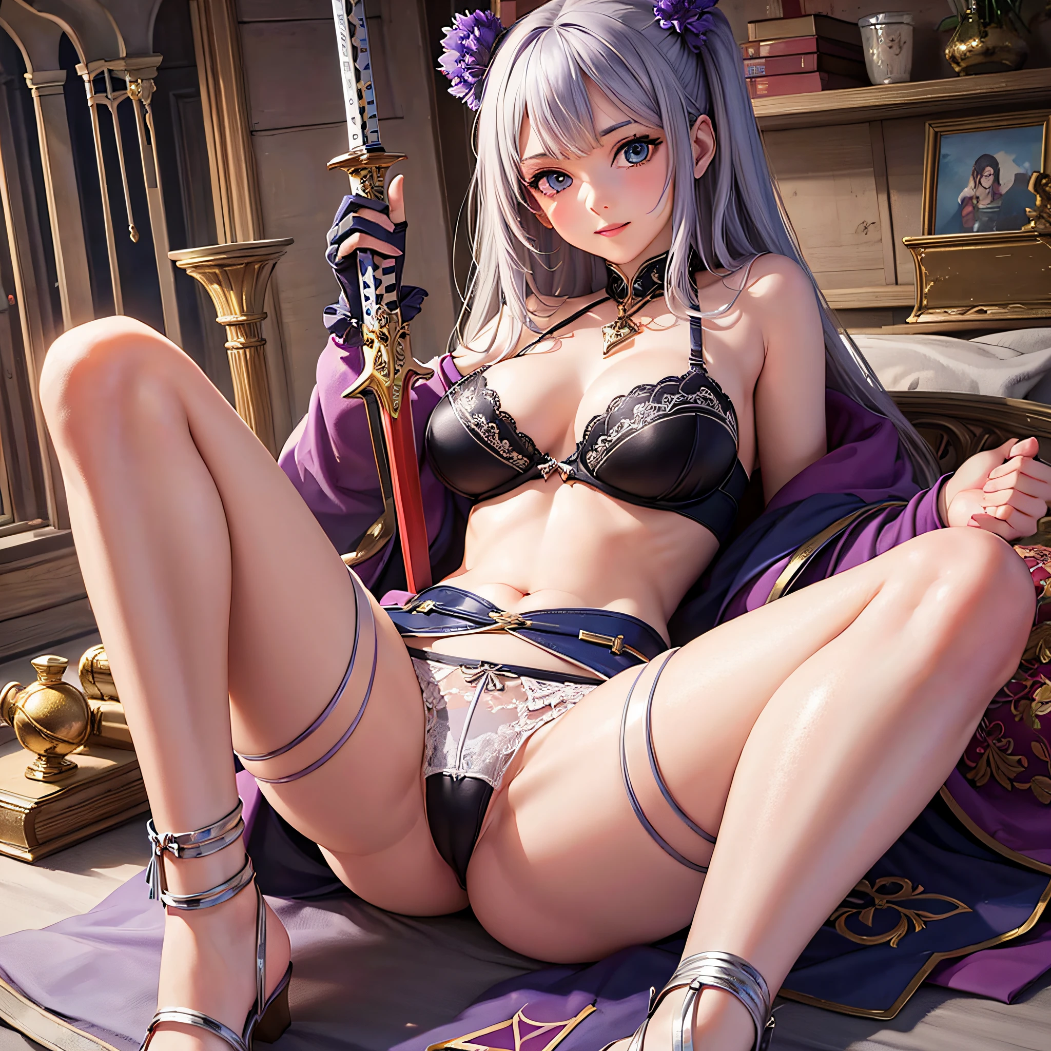 Top quality. Illustration. Girl. A world of swords and sorcery. Bra. Spreading legs. --auto --s2